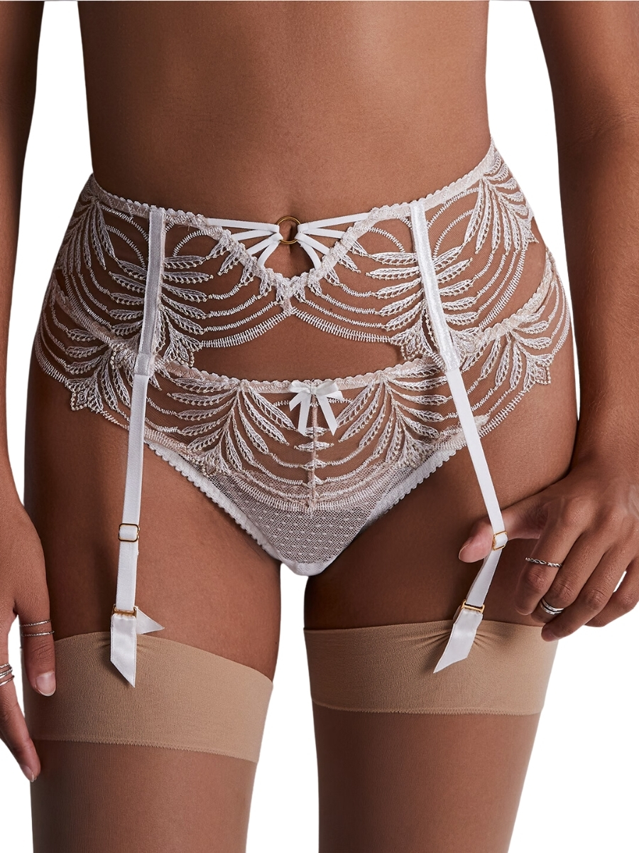 Aubade Womens Hypnolove Suspender Belt – White Polyamide – Size Large