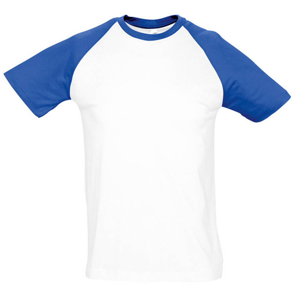 Thumbnail - SOLS Herren Funky Contrast Kurzarm T-Shirt (Weiß/Royal Blau)