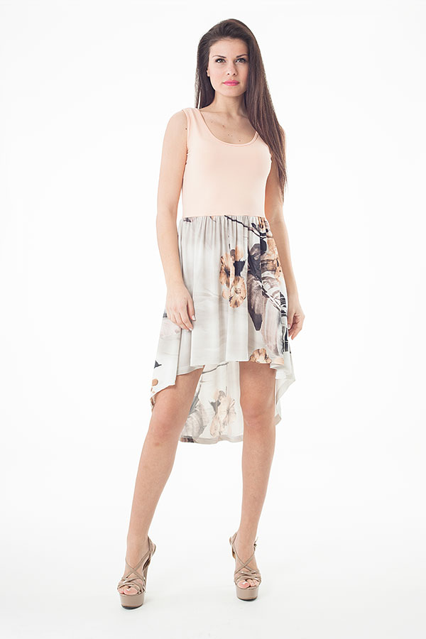 Thumbnail - Print Kleid mit tiefem Saum