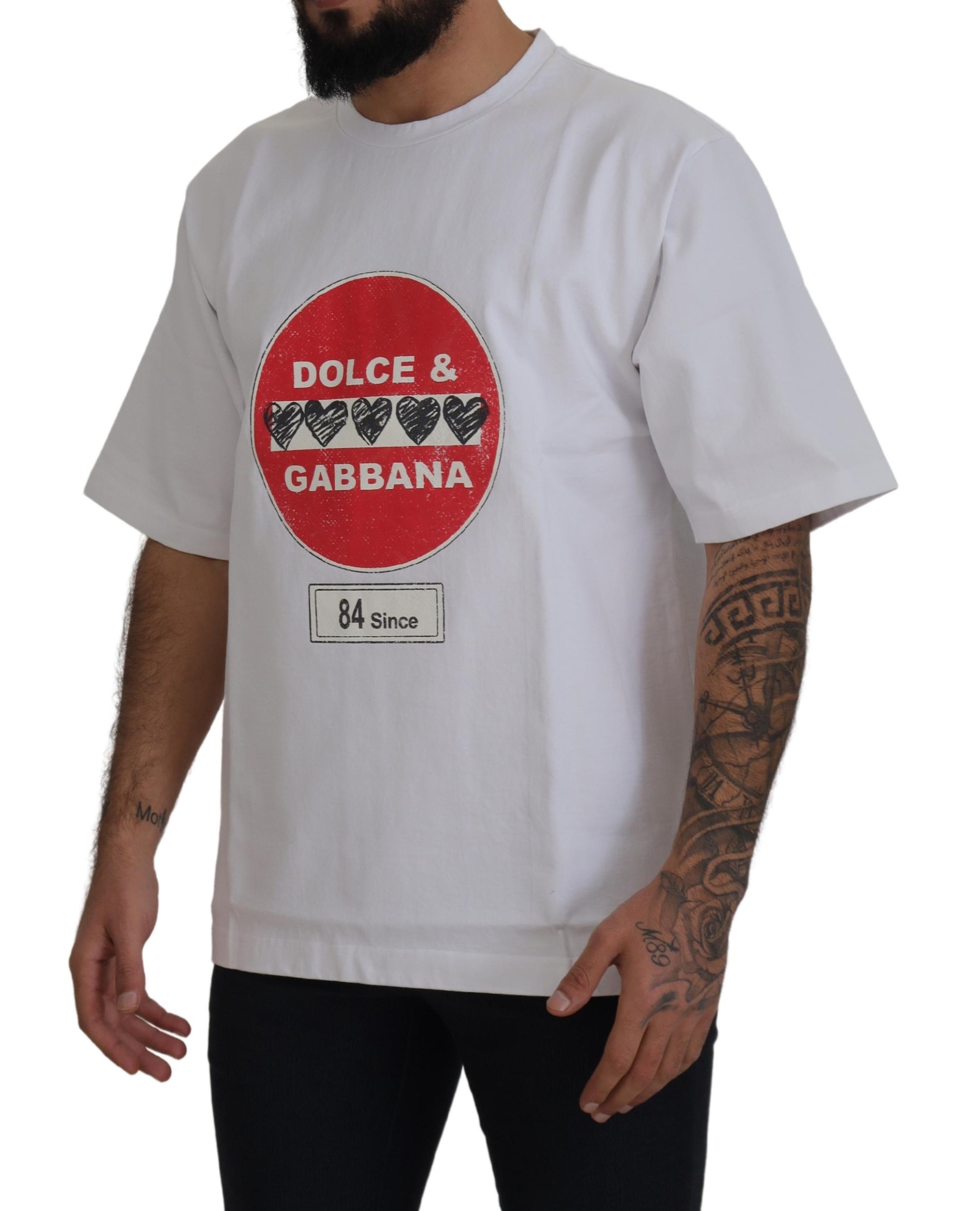 Dolce&Gabbana Amor Hjärtan Bomull Crewneck Herr T-shirt – bild 2
