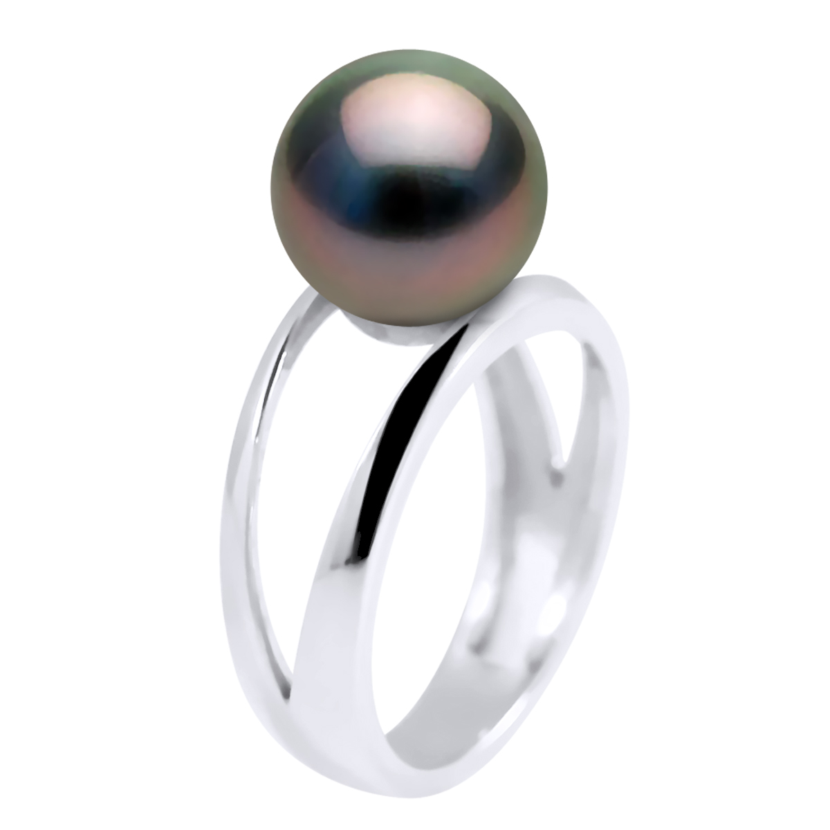 Diadema Womens - Ring - Tahitian Pearl - Natural Silver - Size T