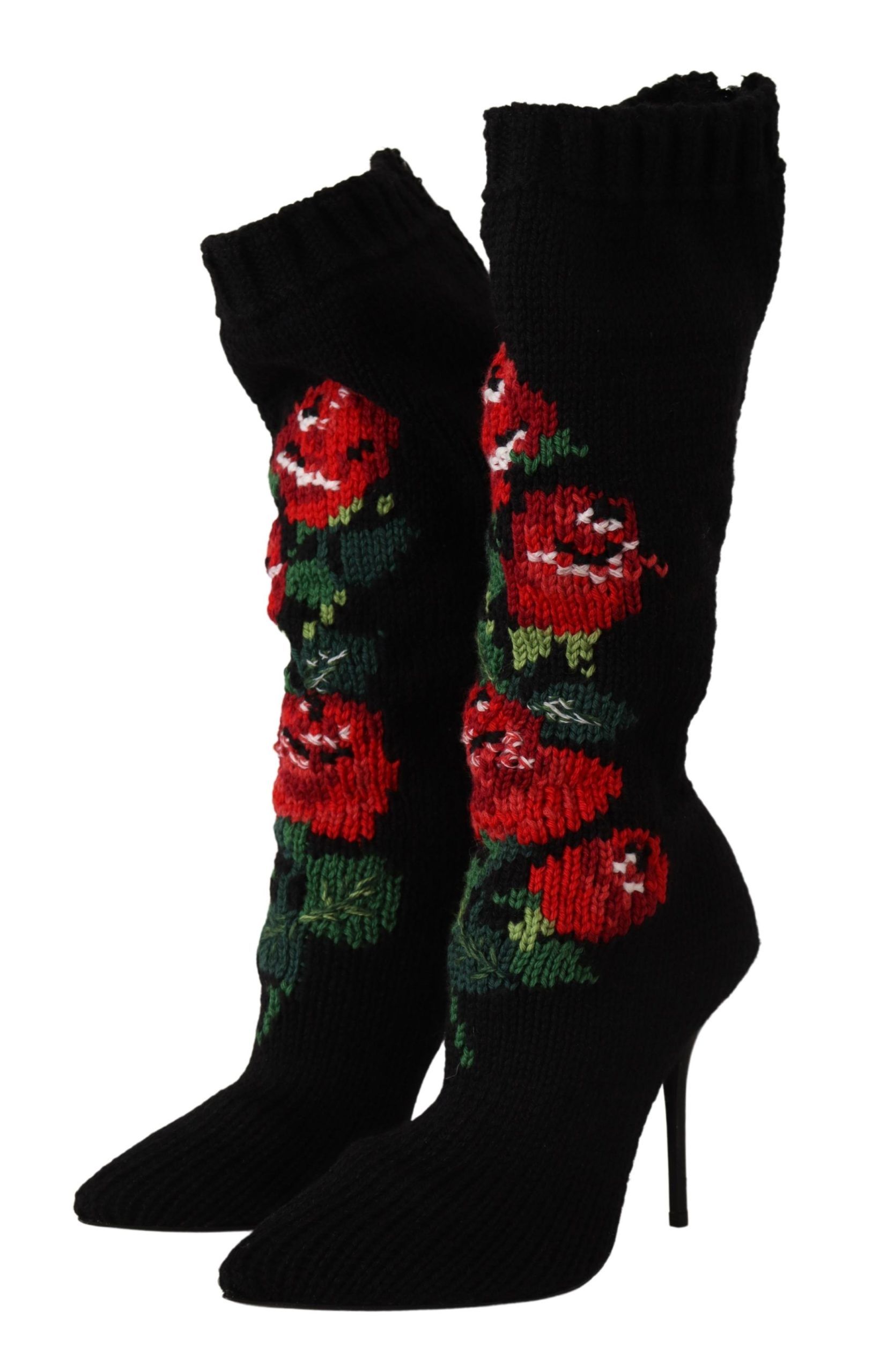 Dolce&Gabbana Stretchstrumpor Röda Rosor Kängor Dam skor – bild 2