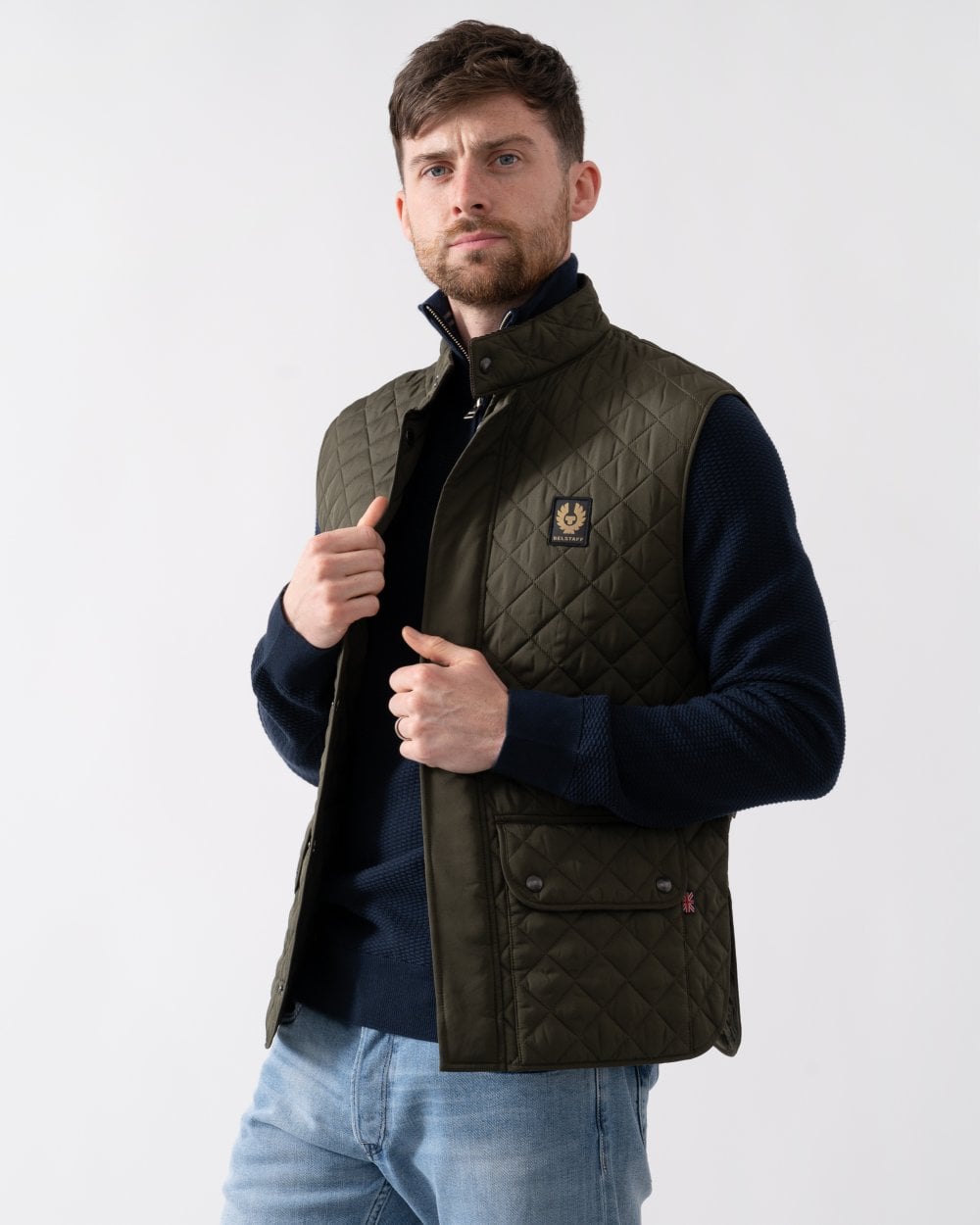Belstaff Mens Icon Gilet - Olive - Size 46 (Chest)