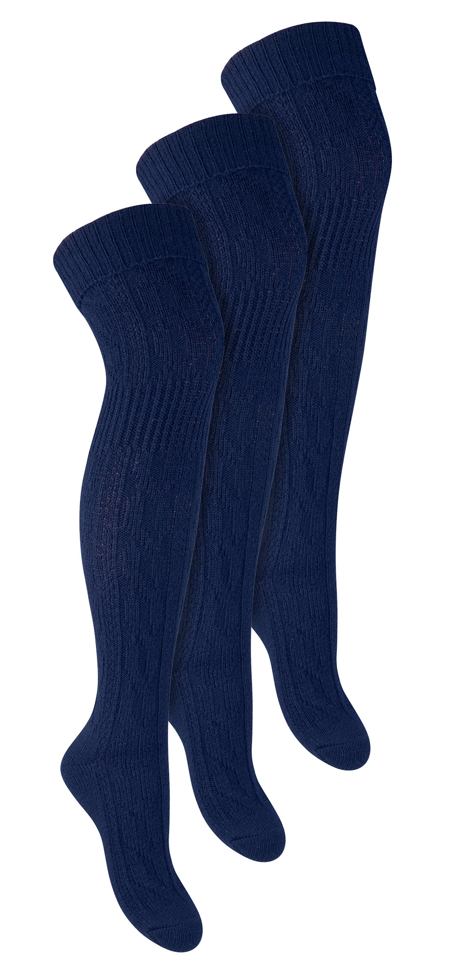 Thumbnail - 3 Paar Womens Over The Knee Wollsocken | Steven | Ladies Extra Long Wool Socks - Blau