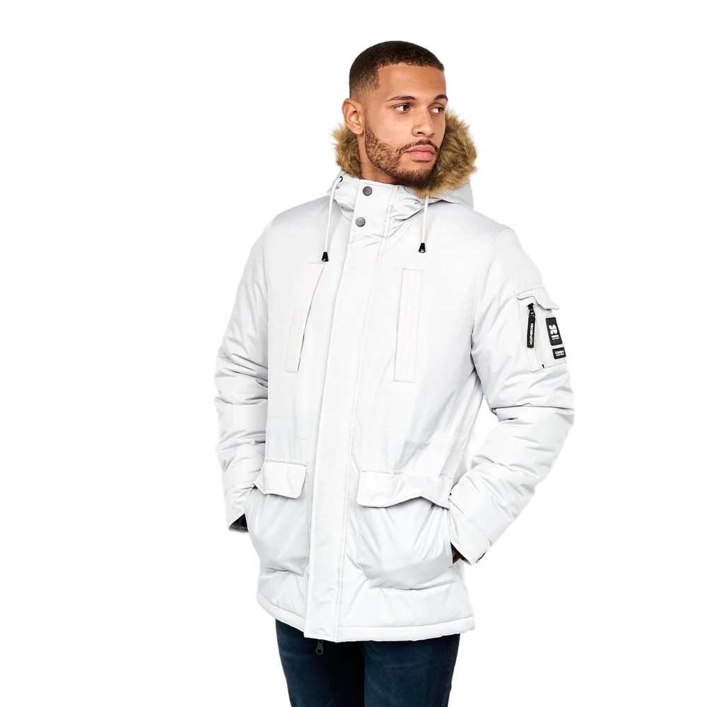 Thumbnail - Crosshatch - "Parkmoore" Parka für Herren (Grau/Rosa)