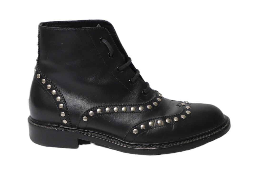 Saint Laurent Army Snörstövlar med Nitar i Svart Läder