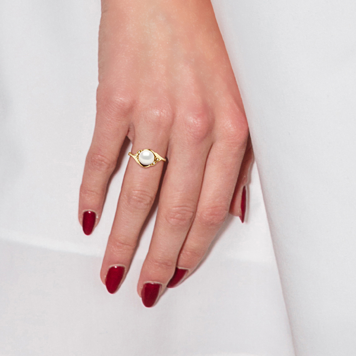 Diadema Ring Gult guld Äkta sötvattenspärlor dam – bild 2