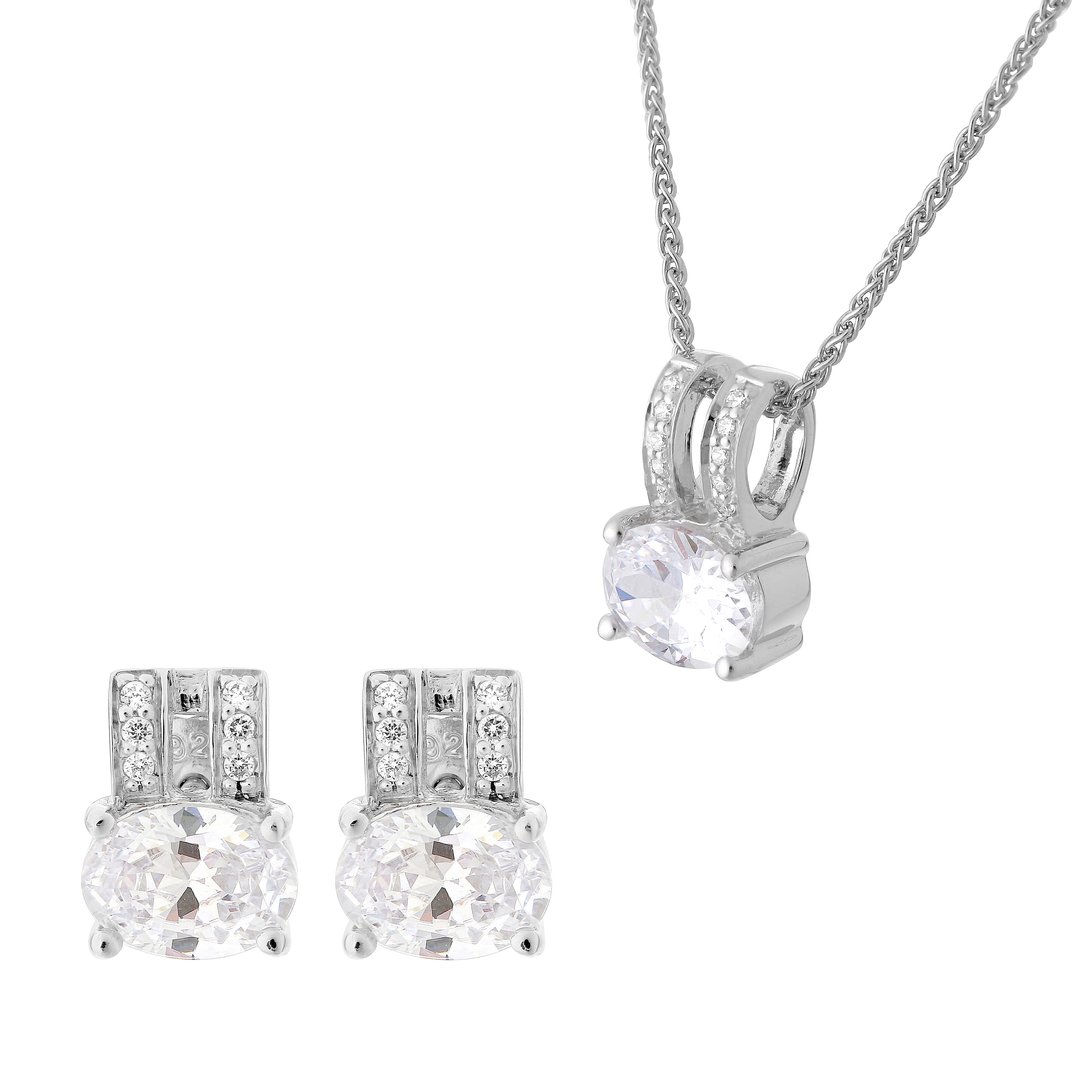 Orphelia 'Alena' Damen 925 Sterling Silber Set, Kettenanhänger + Ohrringe - Silber Set-7122