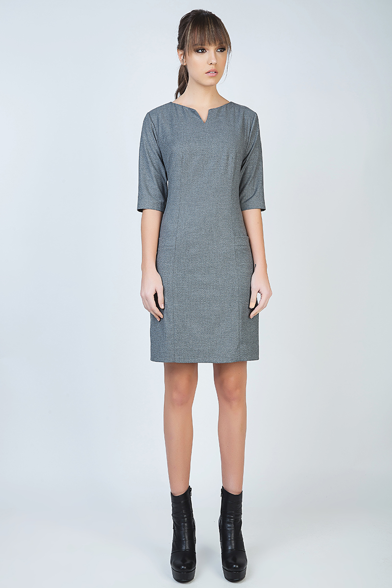 Thumbnail - Gerade geschnittenes Kleid mit Ellbogenärmeln