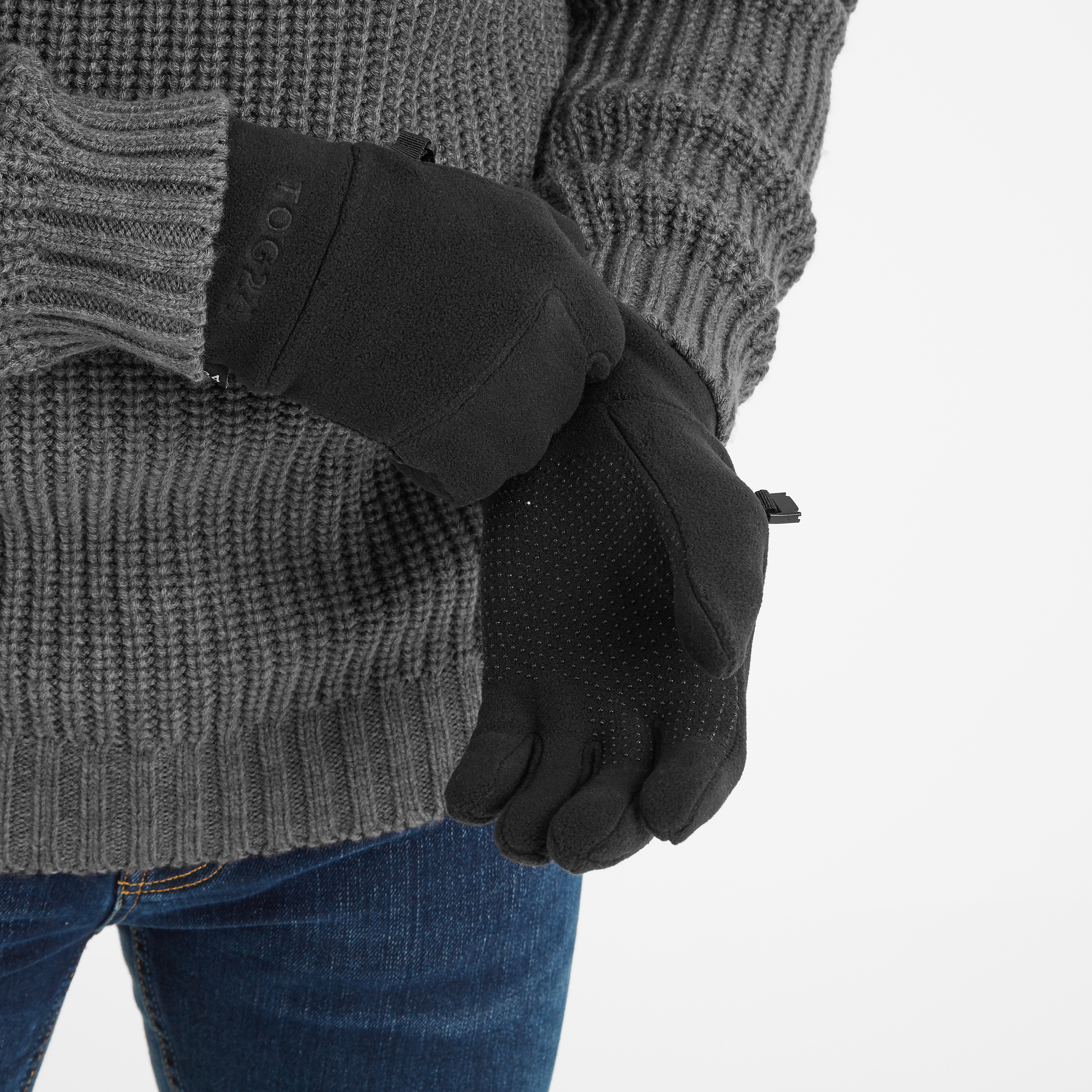 TOG24 Unisex Stride Microfleece Gloves Black - Size L/XL