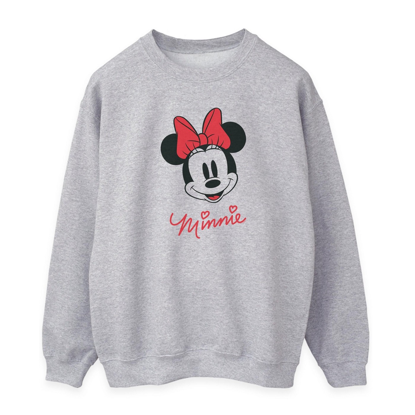 Thumbnail - Disney Damen/Damen Minnie Mouse Gesicht Heather Sweatshirt (Heather Grey)