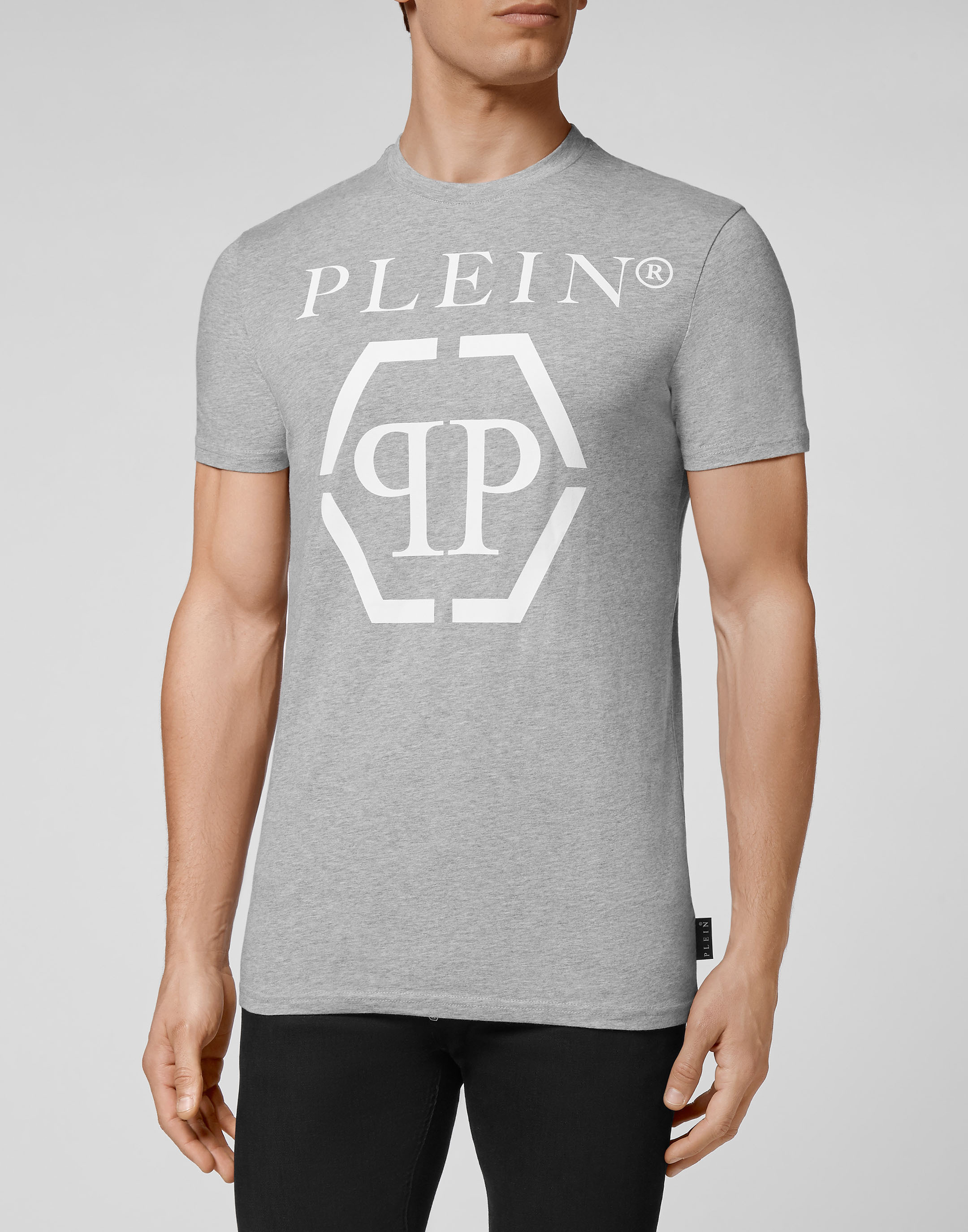 T-shirt med rund hals och sexkant