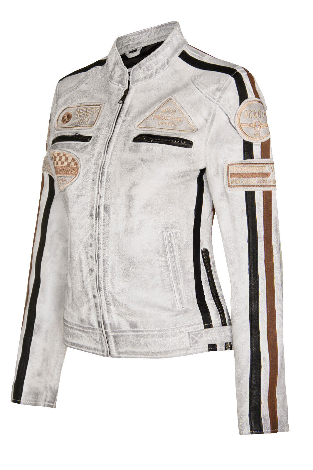 Infinity Leather Biker Racing Badges-jacka i läder för damer-Agadir – bild 2