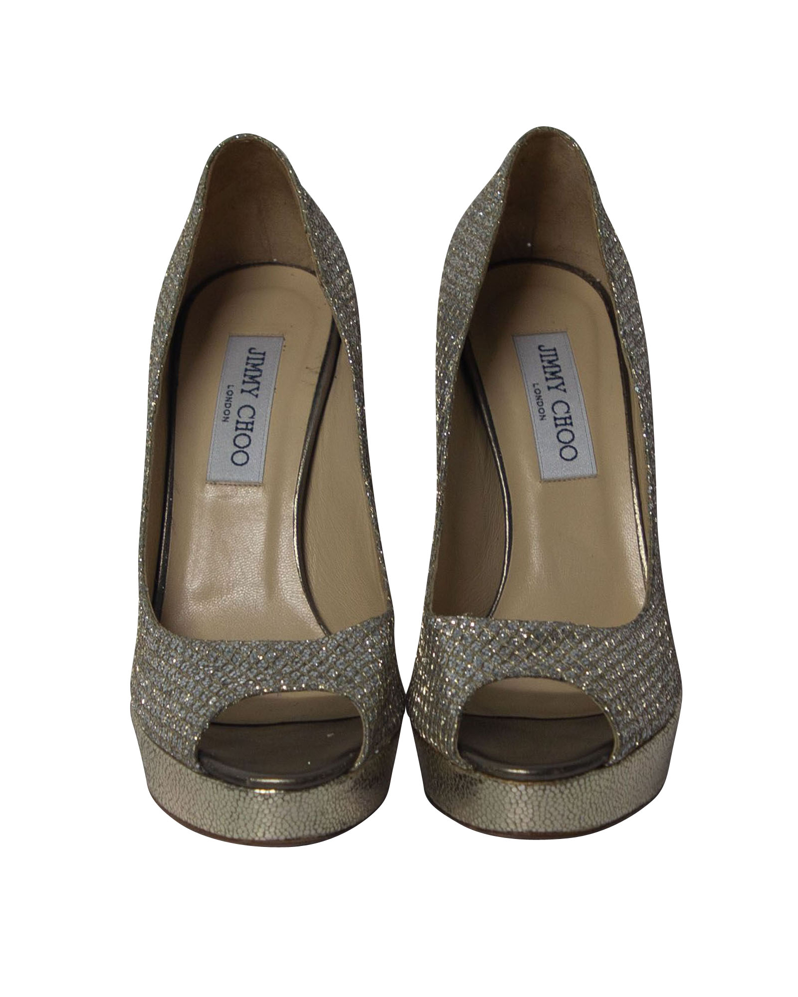 Jimmy Choo Dahlia Plattform Peep Toe Stövlar i Silver Glitter 2