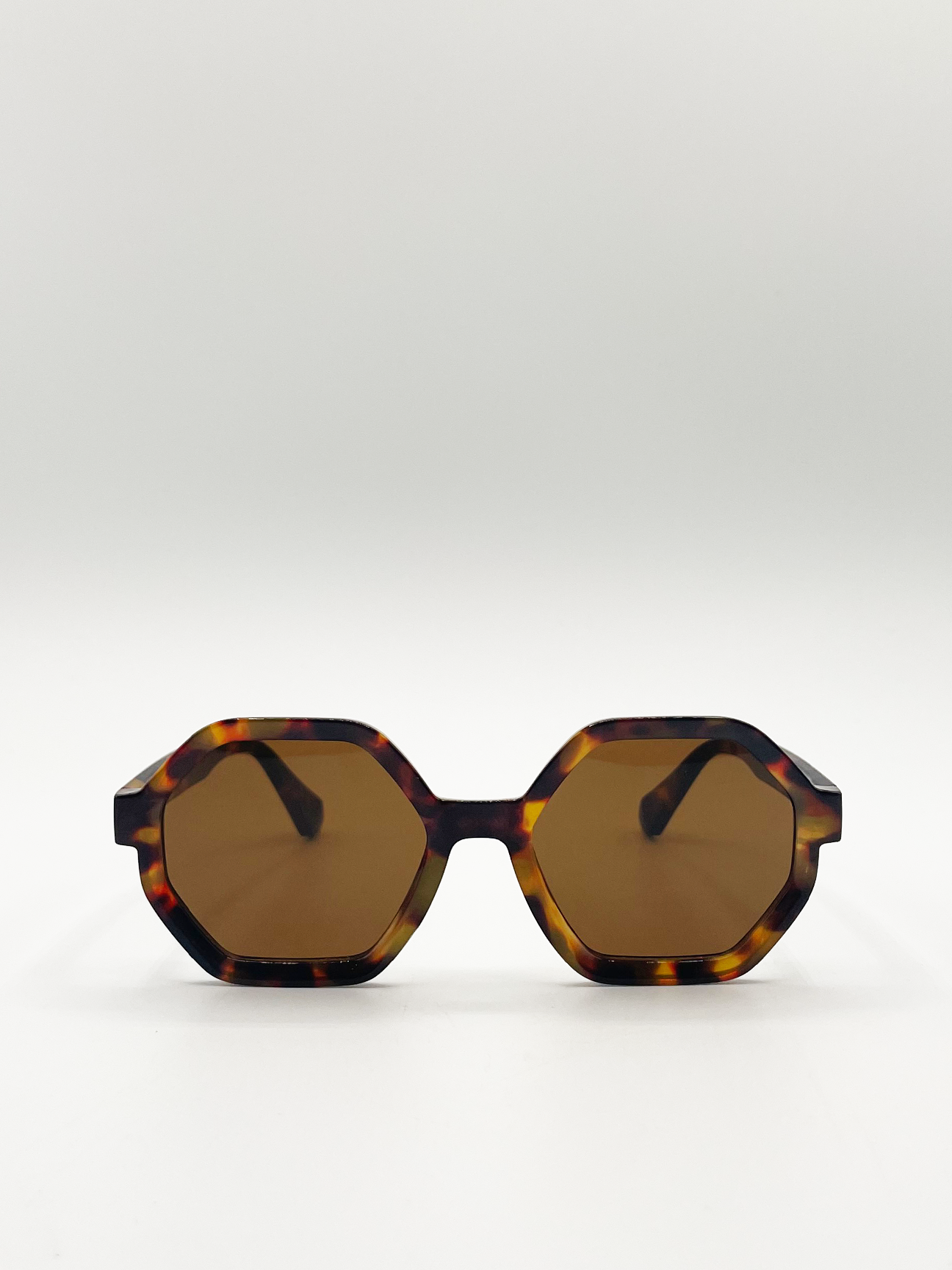 SVNX Womens Tortoiseshell oversized Hexagon frame sunglasses - Brown - One Size