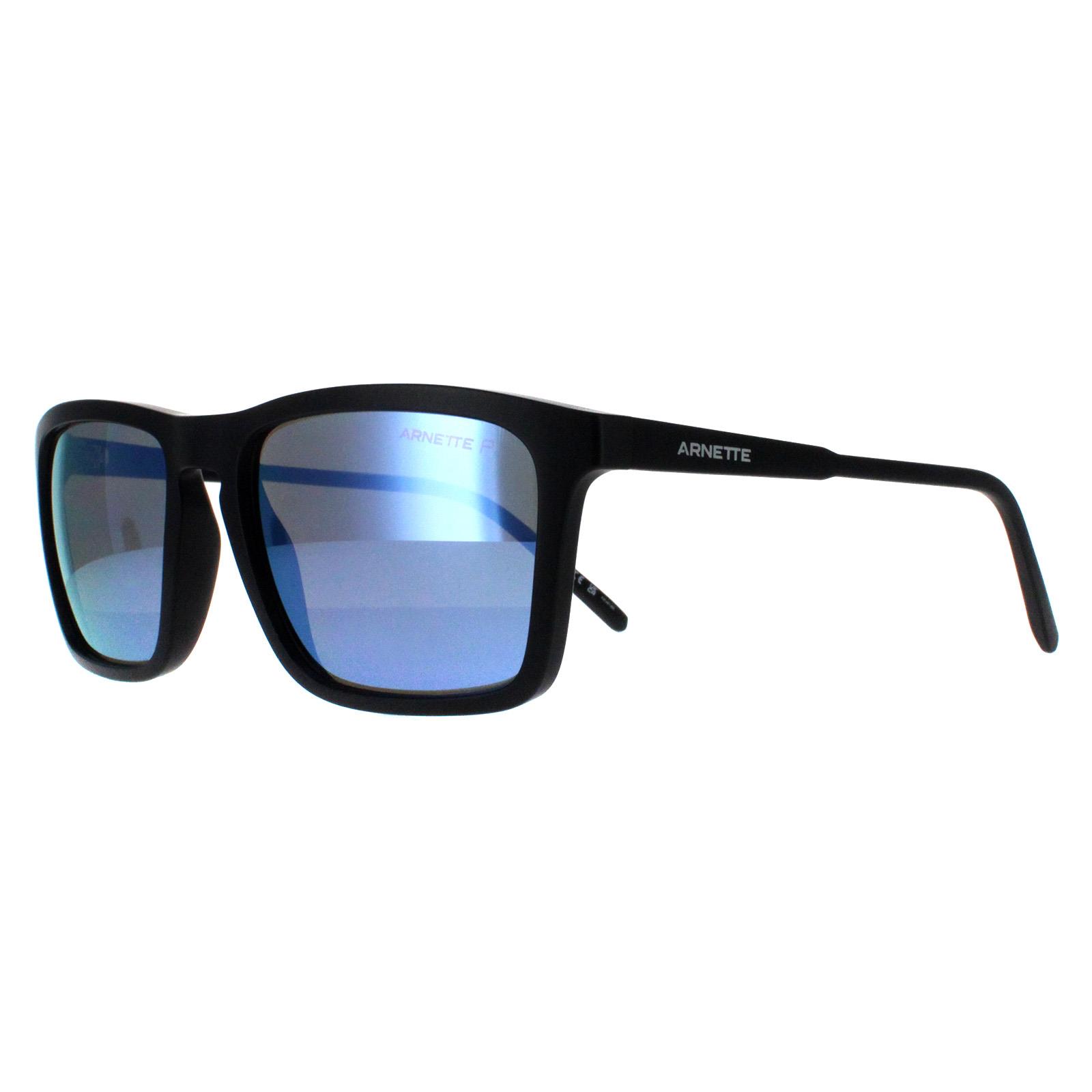 Arnette Rectangle Unisex Matte Schwarz Dunkel Grau Spiegel Wasser Polarisiert AN4283 Shyguy