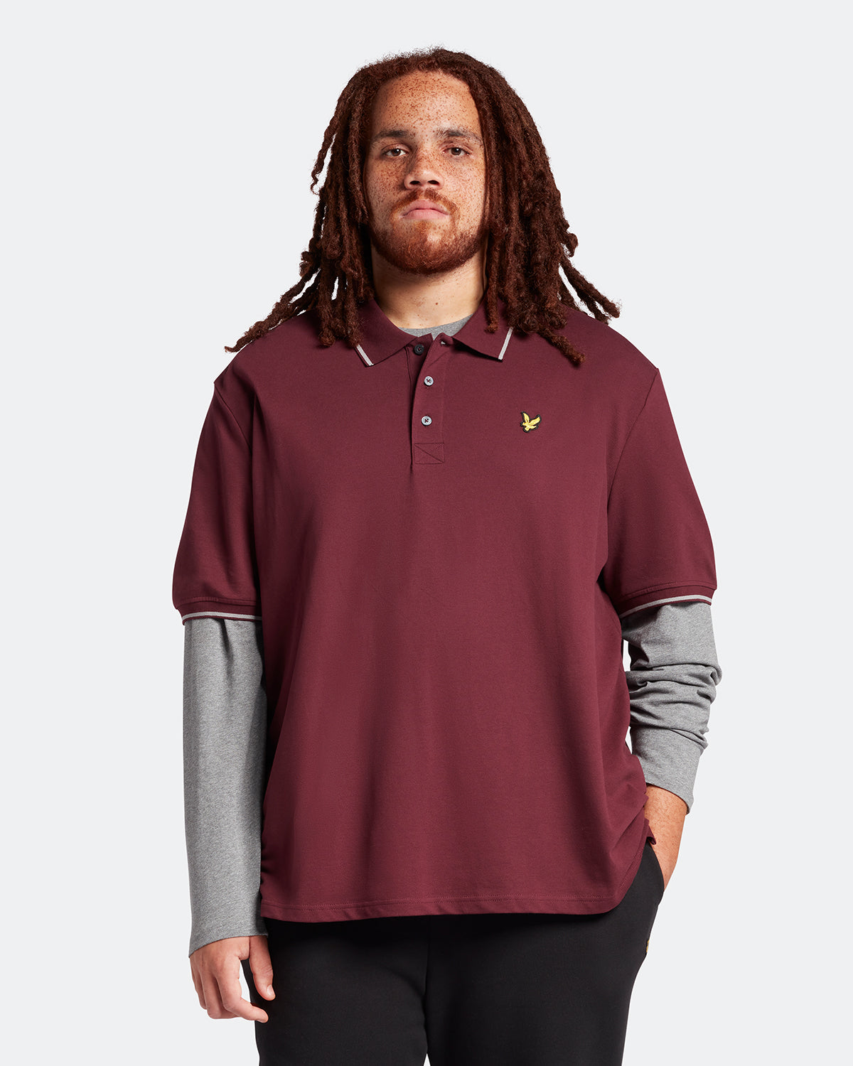 Lyle & Scott getipt poloshirt plus in bordeauxrood