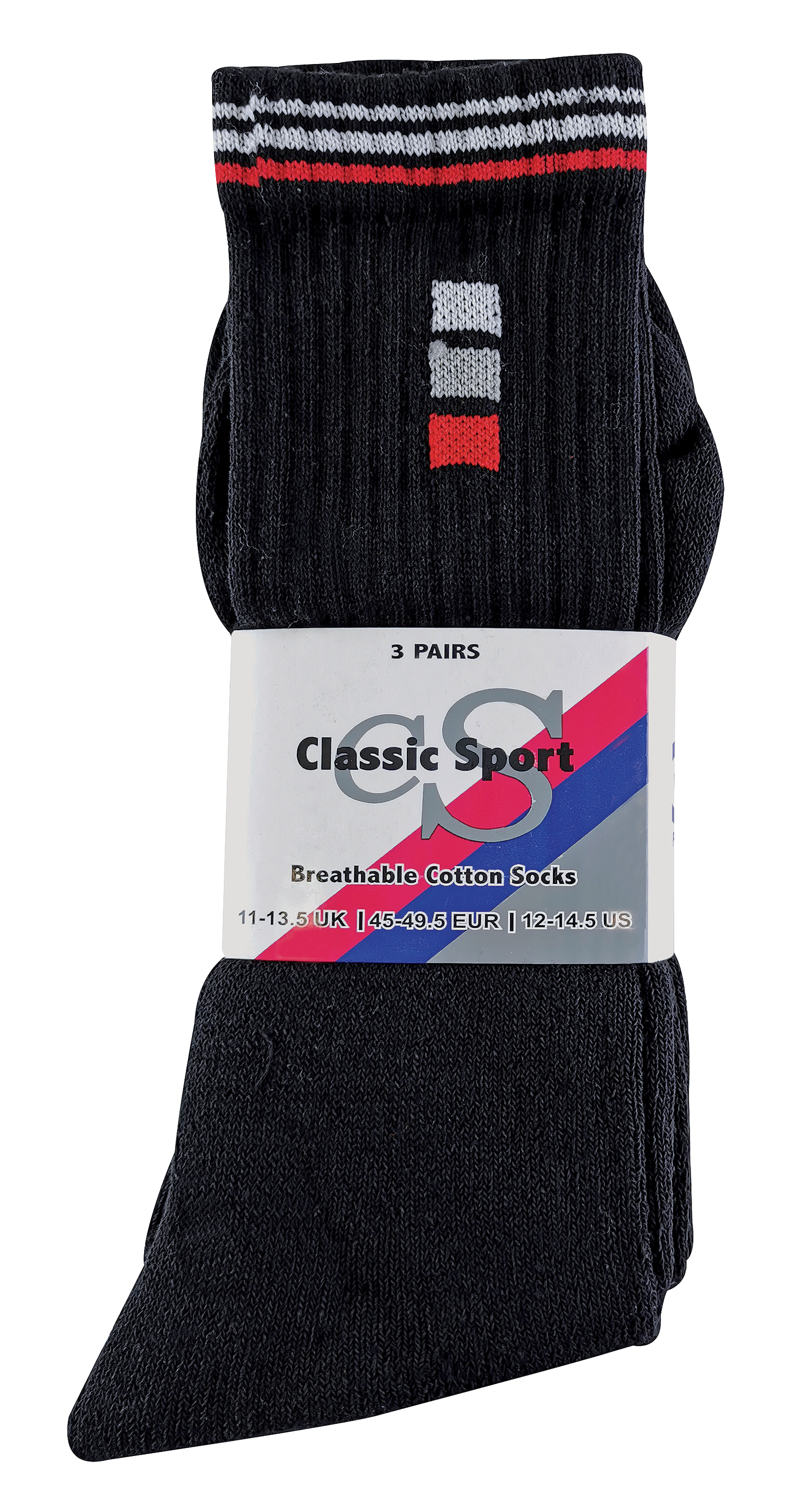 Sock Snob 6-PACK HERR SPORTSTRUMPOR I BOMULL MED RANDIGT MÖNSTER – bild 2