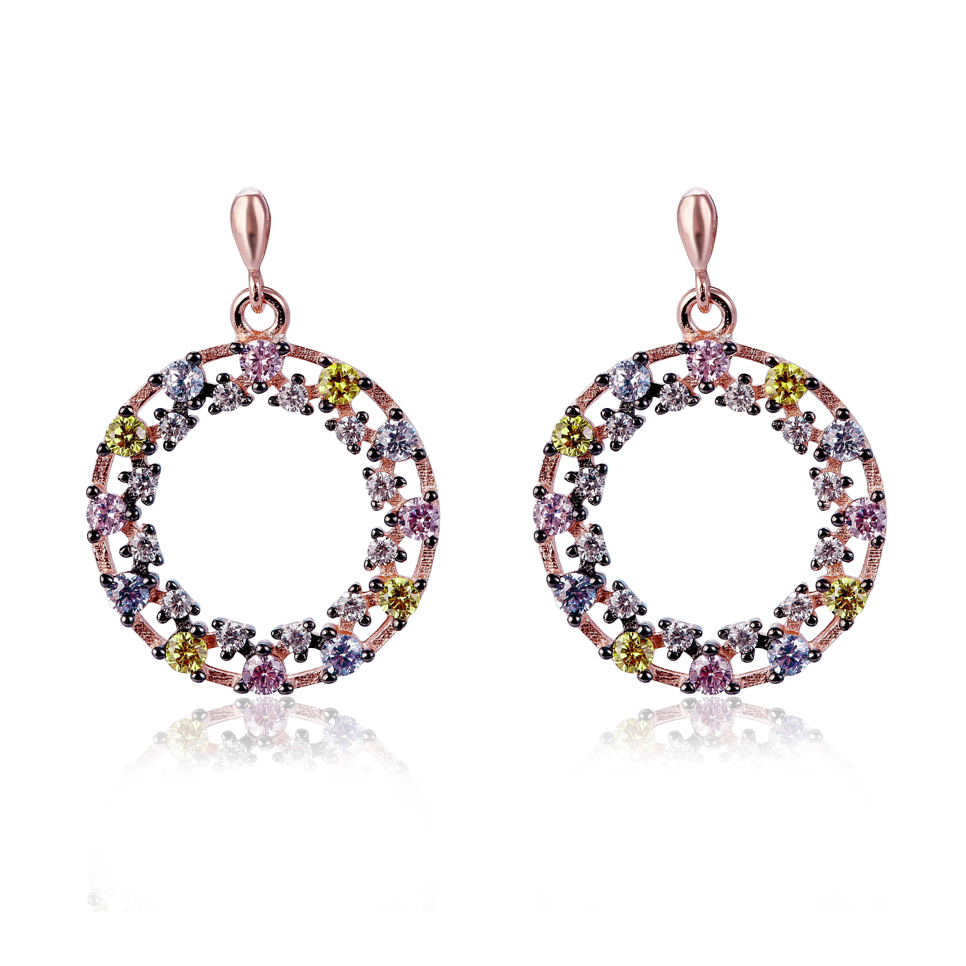 Thumbnail - Orphelia 'Ardelle' Damen 925 Sterling Silber Anhängerohrringe - Rose ZO-7464