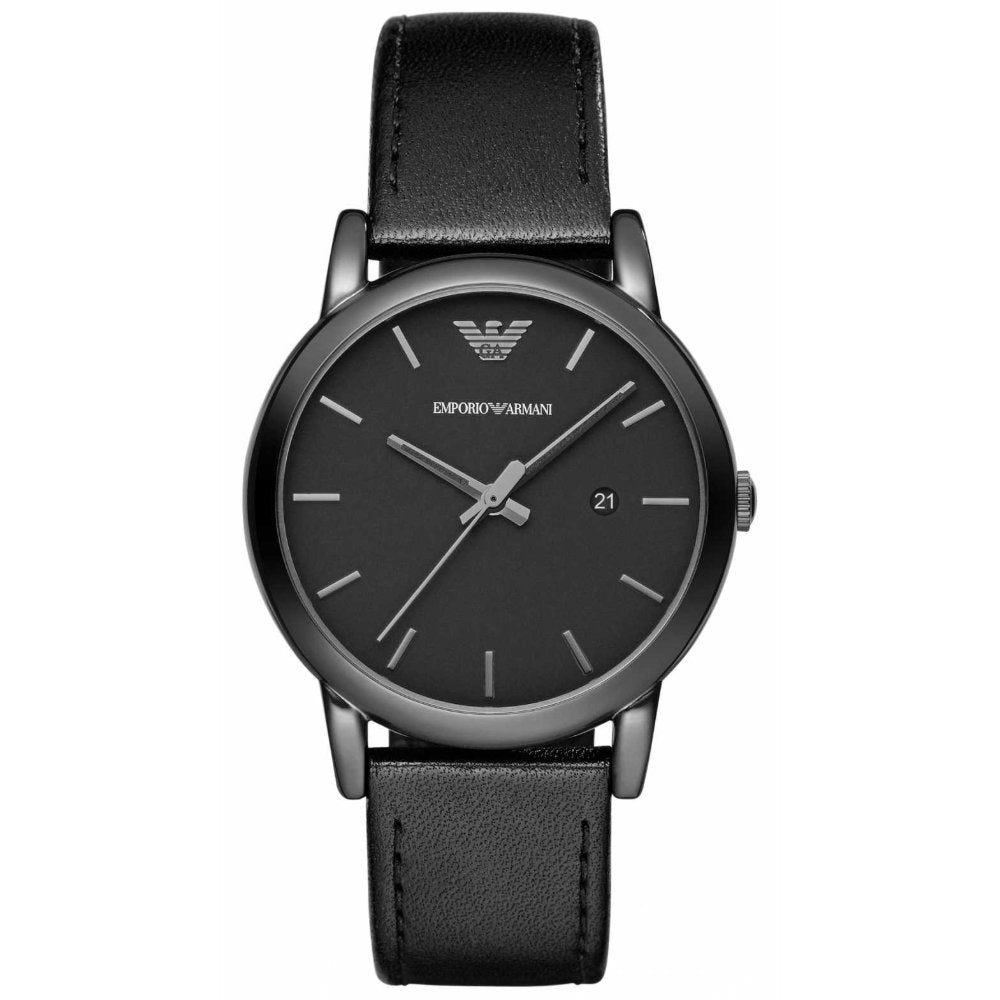 AR1732 Luigi Classic svart läderarmband herrklocka