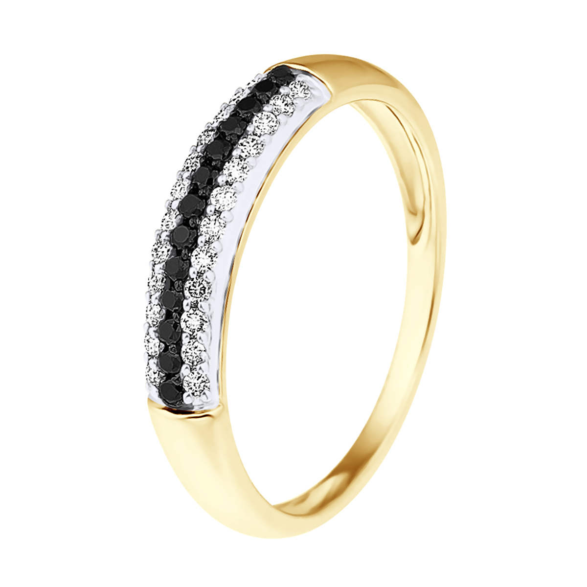 Thumbnail - DIADEMA - Ring - Prestige Diamanten Weiß und Schwarz - Gelbgold