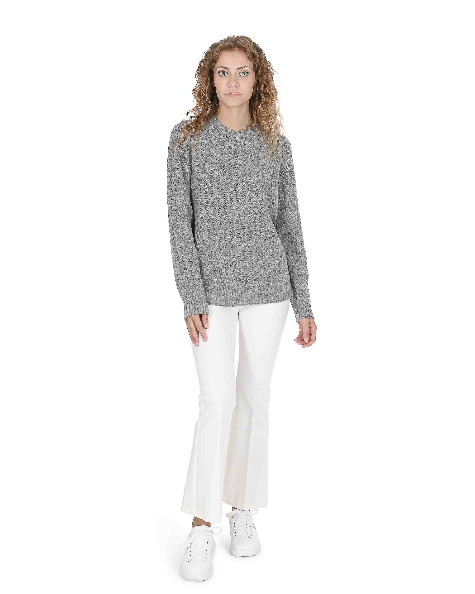 Thumbnail - Crown Of Edinburgh Cashmere Pullover Rundhalsausschnitt Damen Coe 0013 Grau