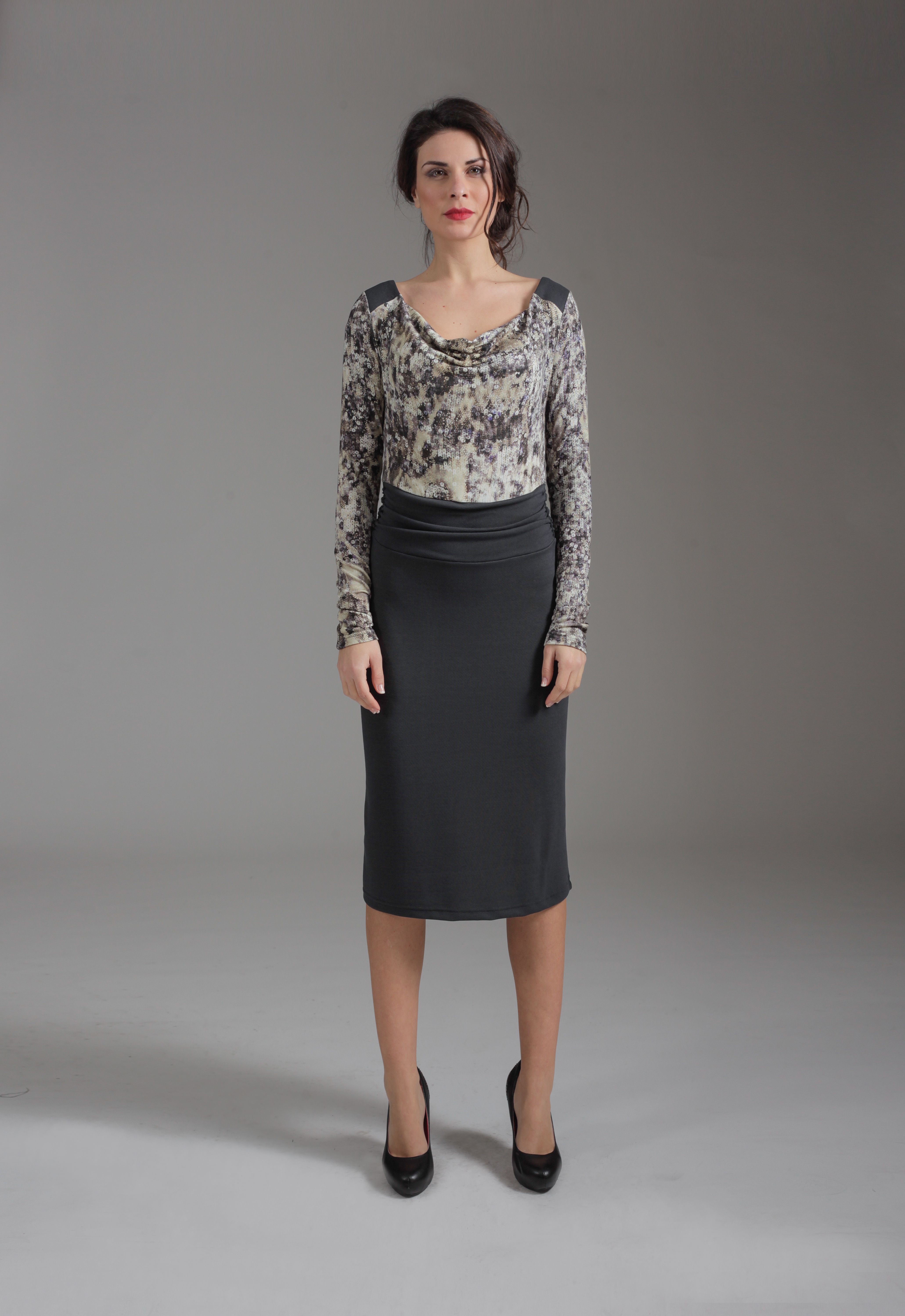 Thumbnail - Einfarbiges und bedrucktes A-Linien-Kleid von Conquista Fashion