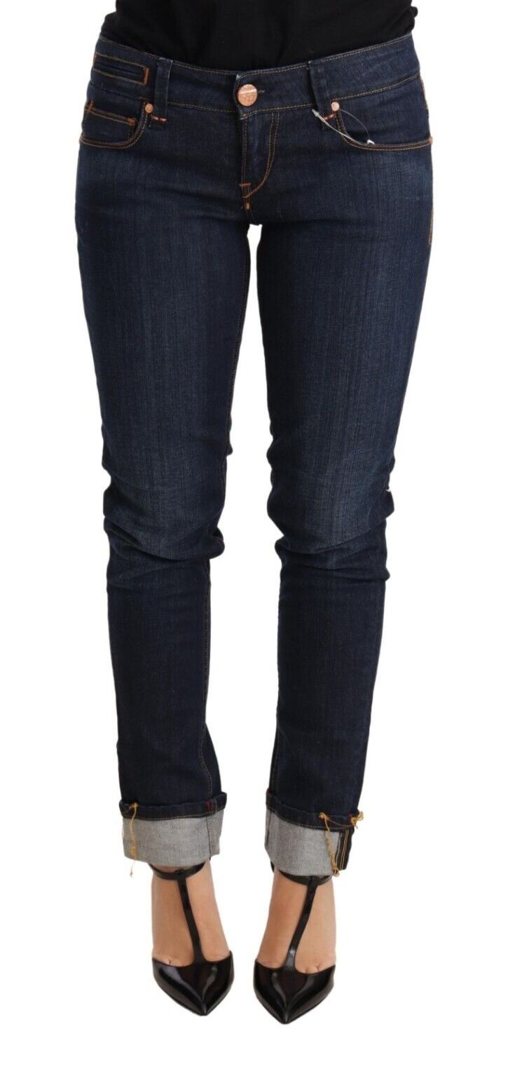 Acht WoMens Blue Washed Cotton Low Waist Skinny Denim Trouser Jeans – Size 26 (Waist)