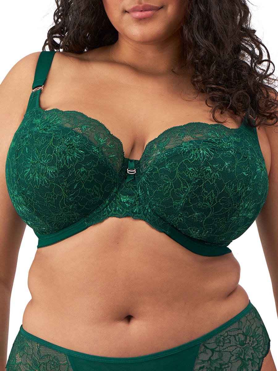 Elomi Womens Brianna Half Cup Bra - Green Polyamide - Size 32HH