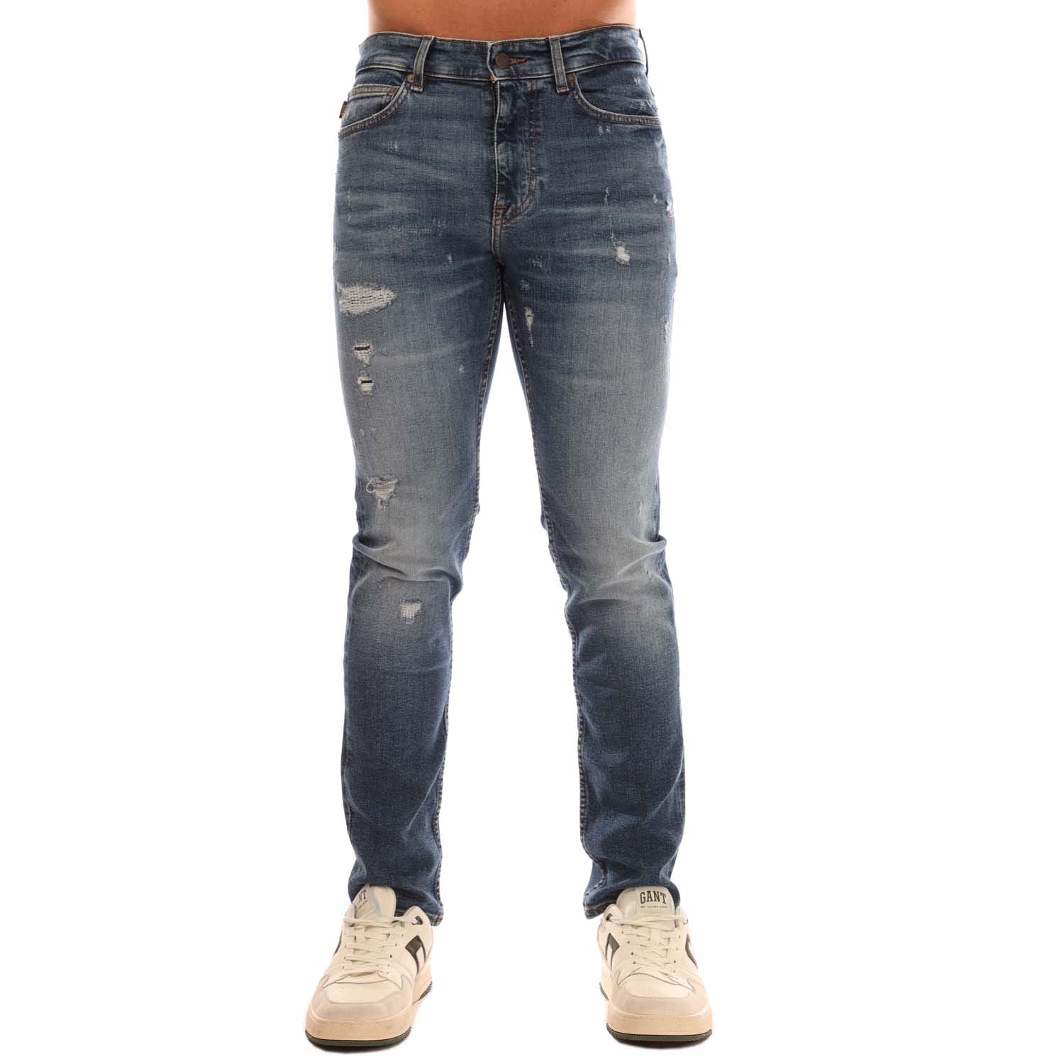 Boss Mens Slim-Fit Jeans in Blue Cotton - Size 34W/32L