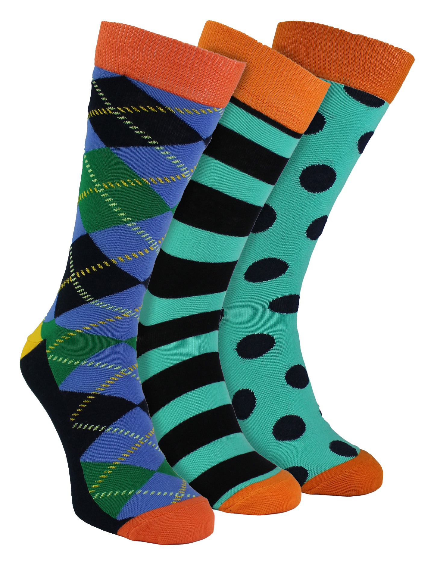 Thumbnail - HS von Happy Socks - Herren 3er Pack Spaßige Modische Socken - Argyle (Blau)