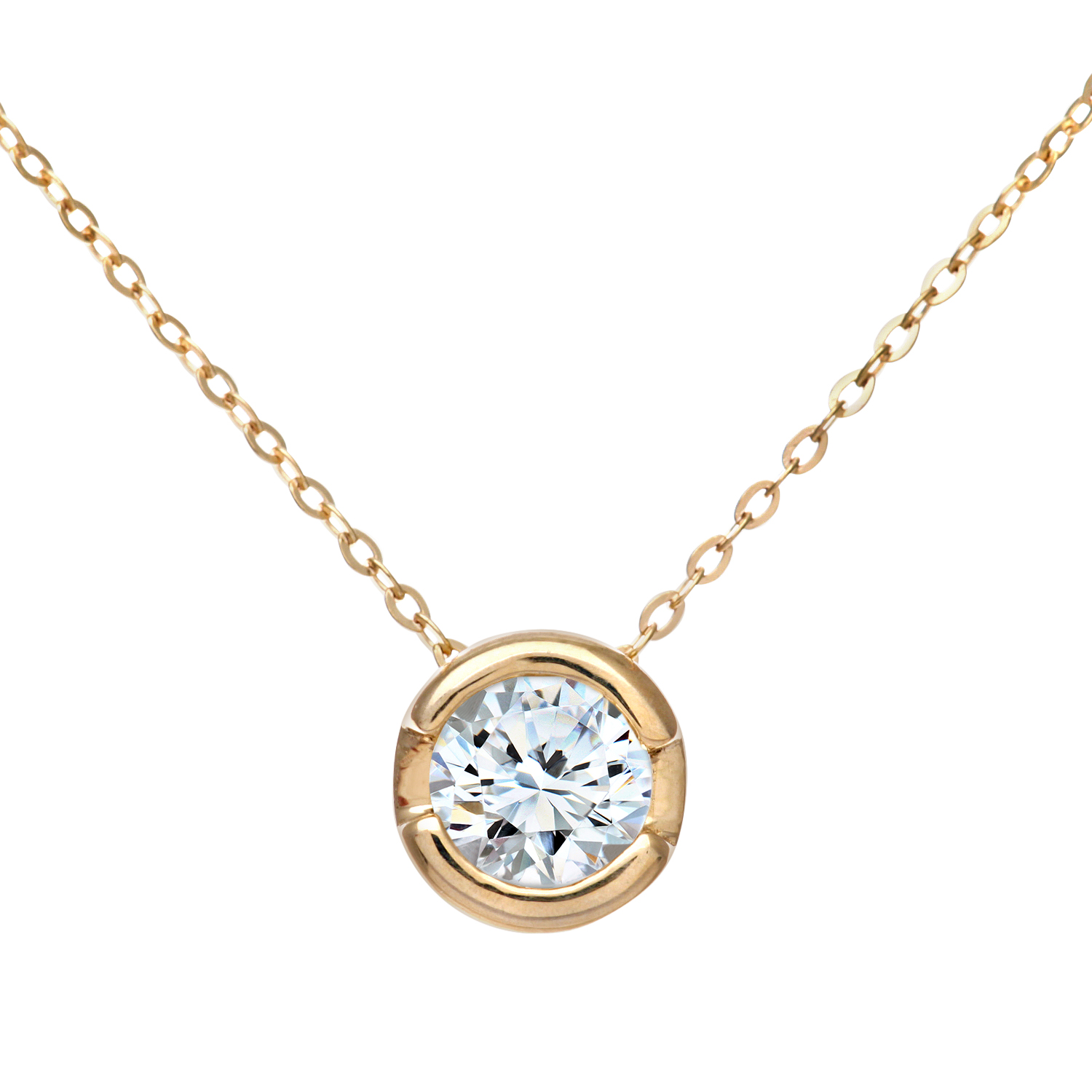 Diamant L’Eternel Womens 9ct Yellow Gold Rub Set Third Carat Diamond Pendant and 18″ Chain – One Size