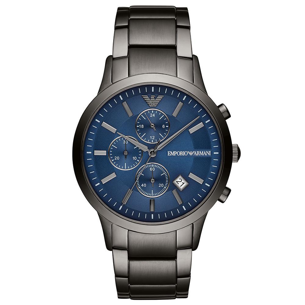 Emporio Armani AR11215 Chronograph blau Zifferblatt Gunmetal Armband Herrenuhr