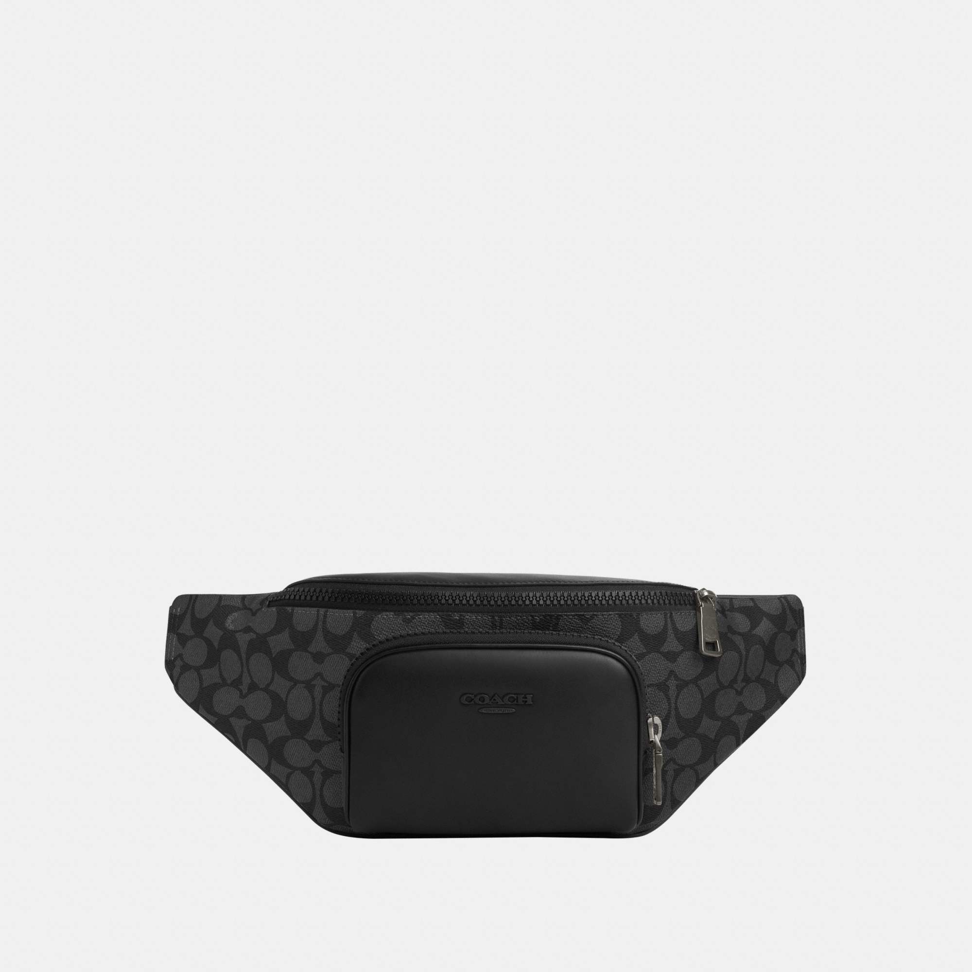 Coach Mens Racer Belt Bag in Signature - Charcoal - One Size