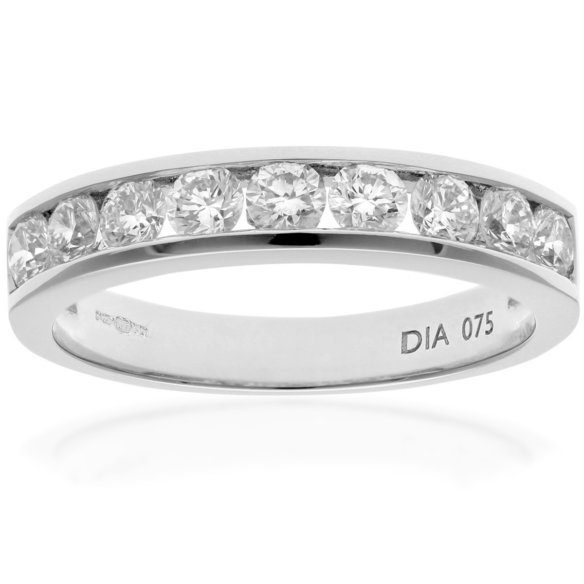 Diamant L’Eternel Womens 18ct White Gold 0.75ct Certified IJ/I Diamond Channel Set Half Eternity Ring – Size J