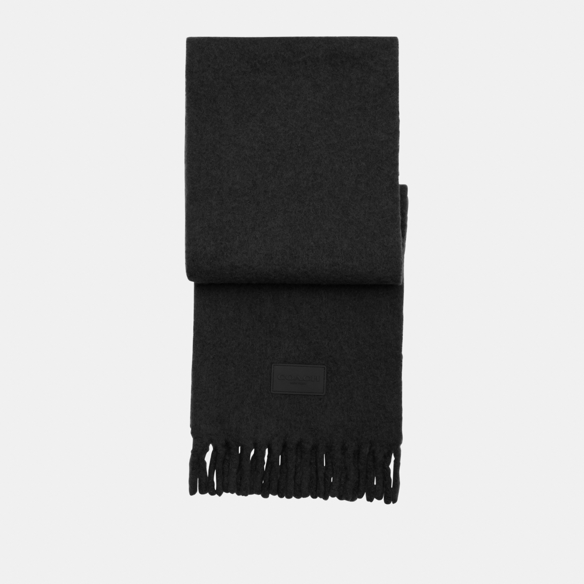 Coach Mens Rubber Patch Brushed Muffler - Black - One Size