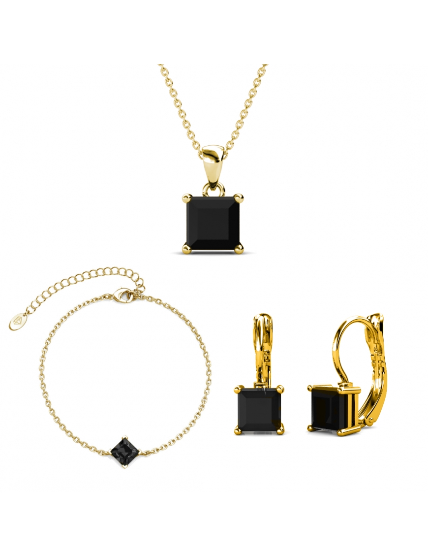 Thumbnail - Parure et Coffret Simple Square - Doré et Noir