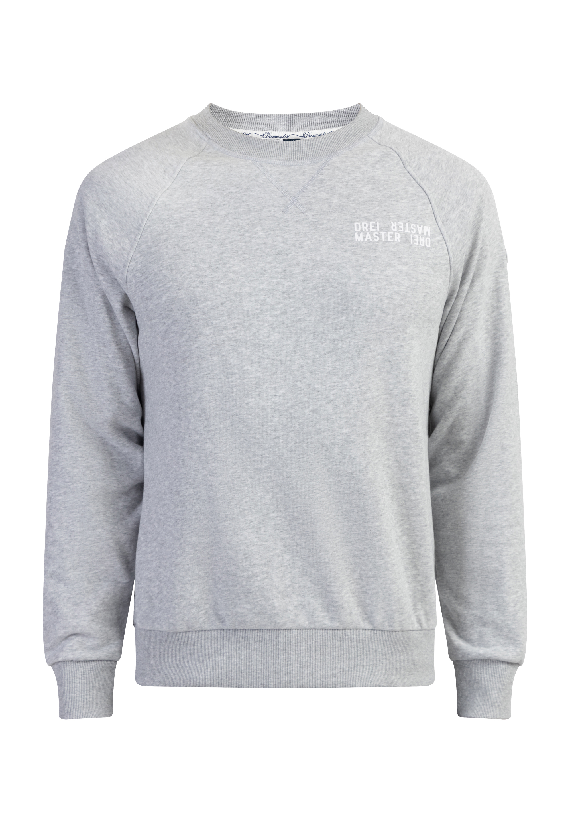Thumbnail - Dreimaster Sweatshirt mit Rundhals Herren hellgrau melange