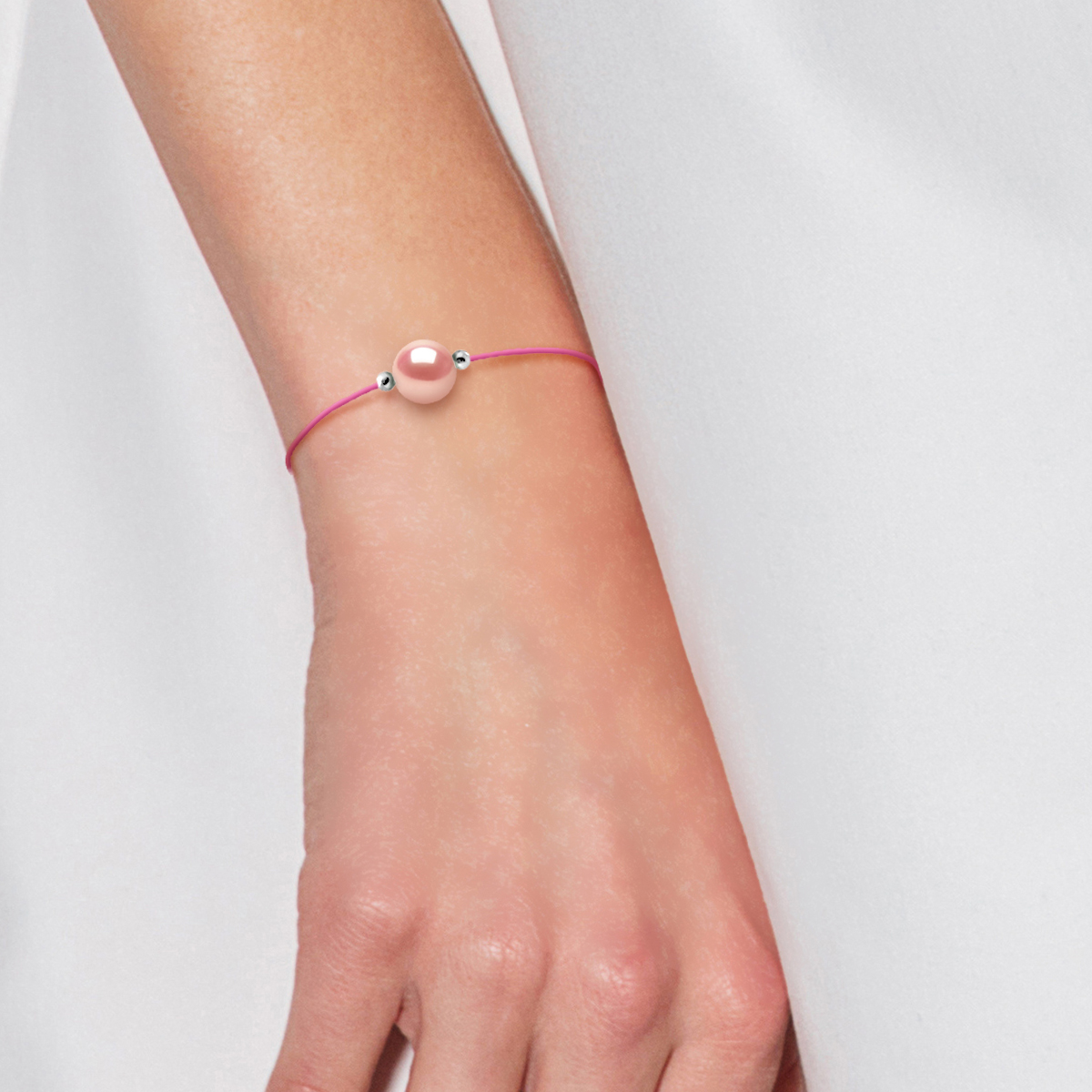 Diadema Armband Rosa Nylon Sötvattenspärla dam – bild 2