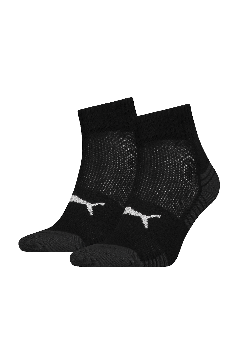 Puma Sport 2 Pack Mens Cushioned Quarter Sock In Black Fabric - Size Uk 6-8
