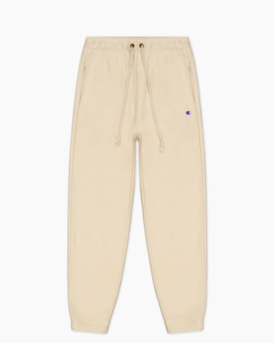 Champion Mens Elastic Cuff Pants in Beige Cotton - Size Small