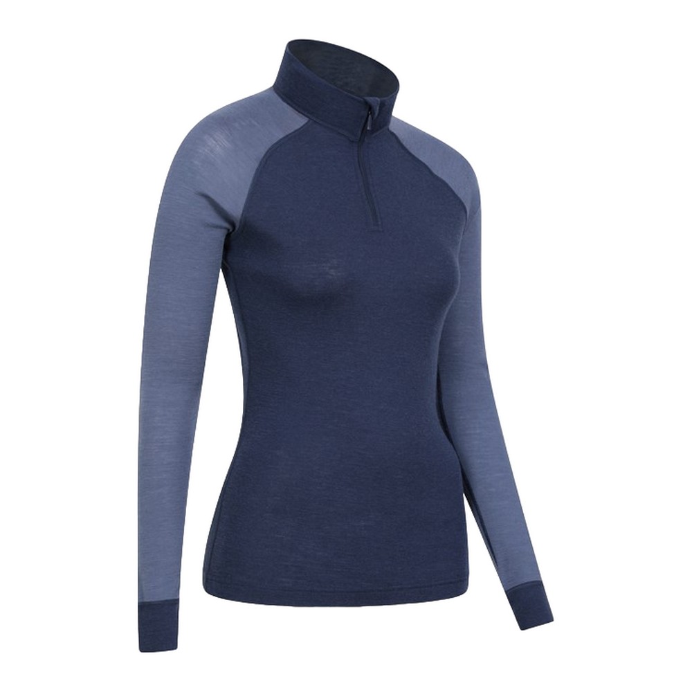 Mountain Warehou Dam Merinoull Zip Neck Termo Topp (Marinblå) – bild 2