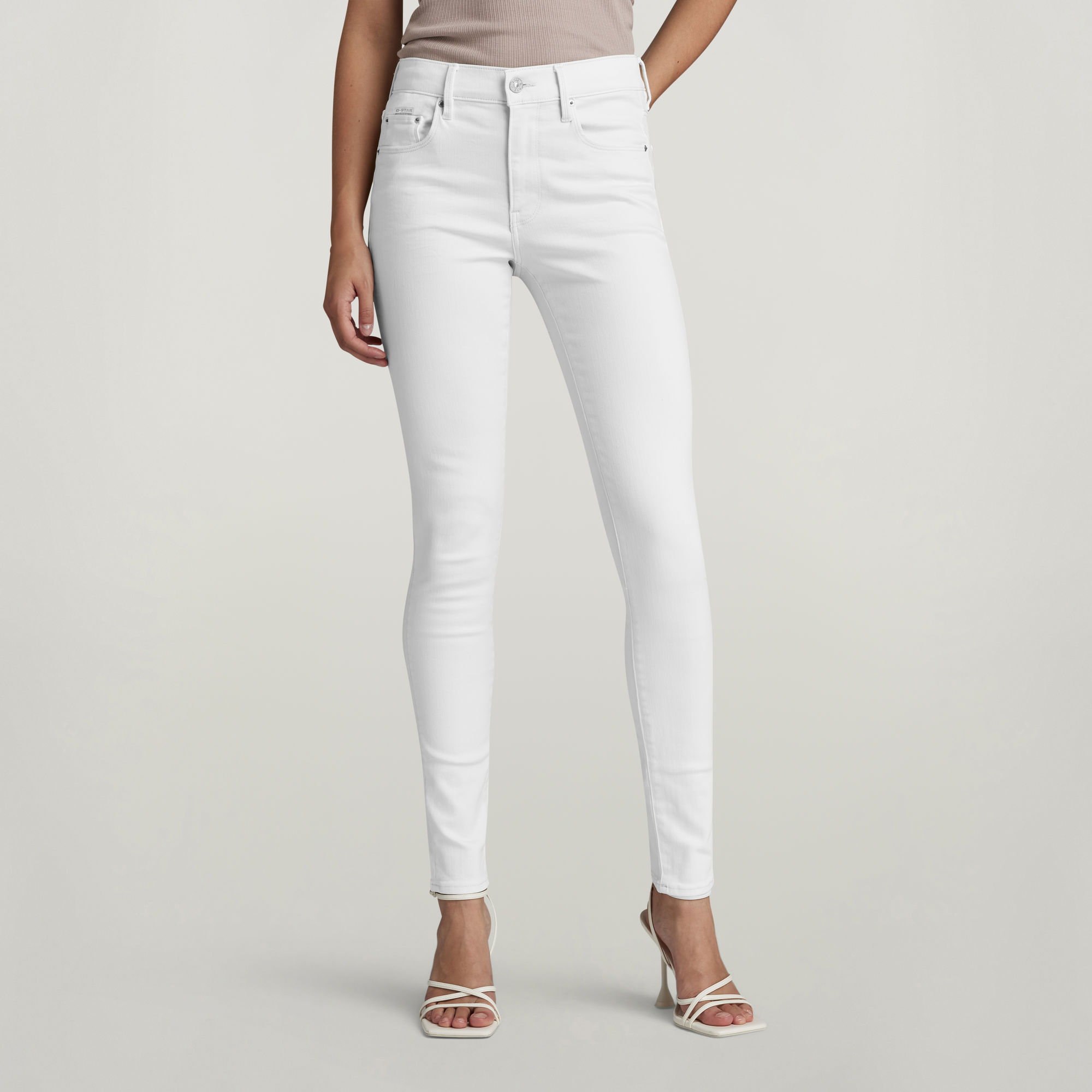 G Star Raw Womens G-Star RAW 3301 Skinny Jeans - White Cotton - Size 26W/32L