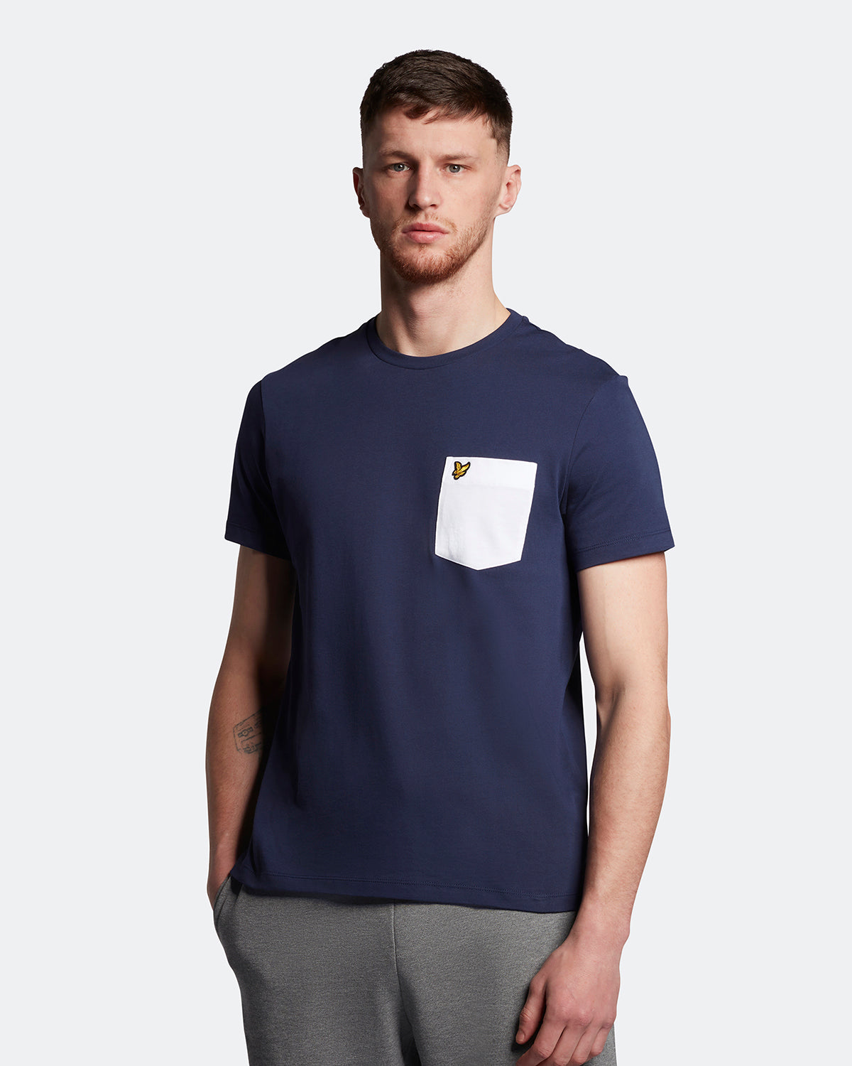Lyle & Scott Mens Contrast Pocket T-Shirt In Multicolour - Navy Cotton - Size X-Small