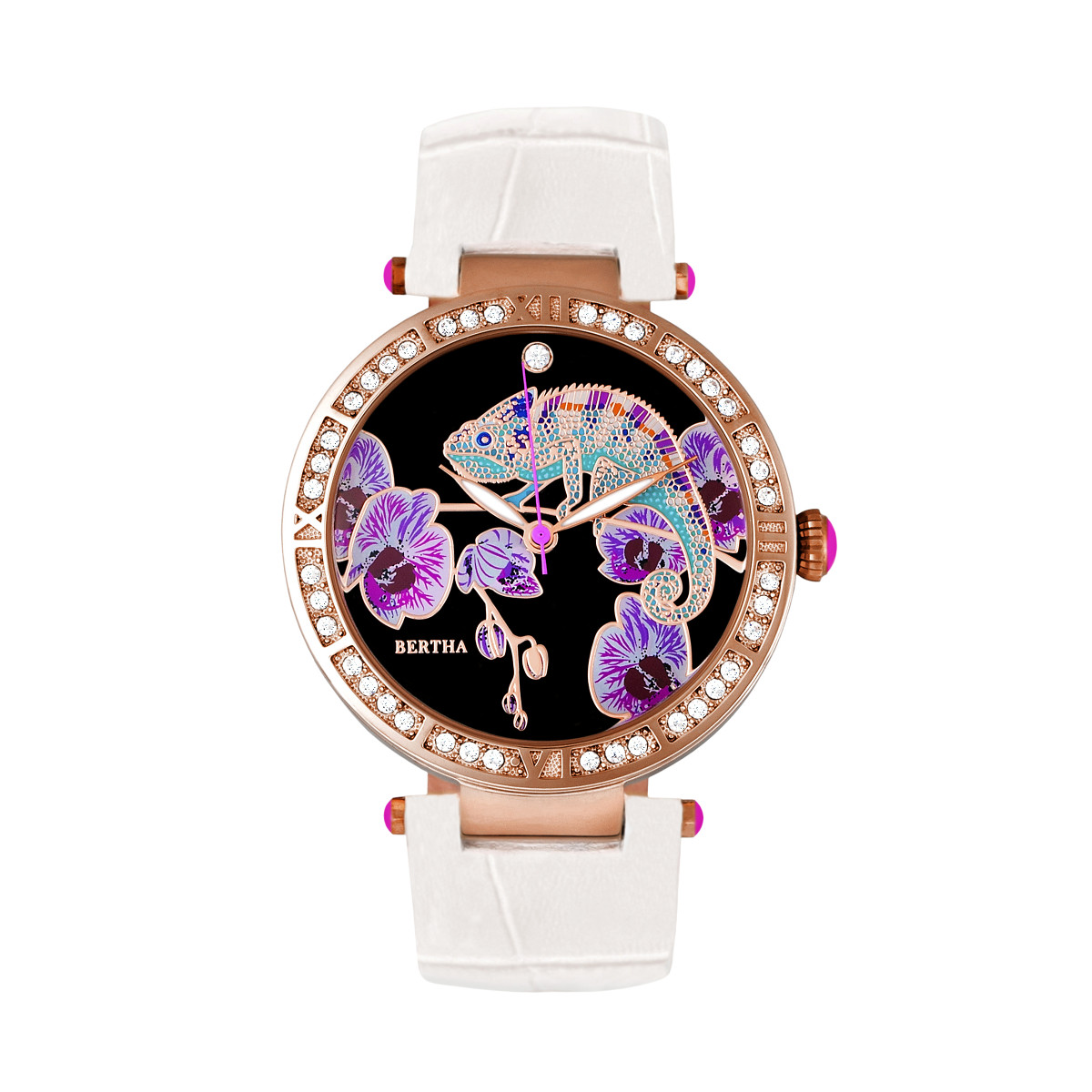 Thumbnail - Bertha Camilla Perlmutt-Lederarmbanduhr