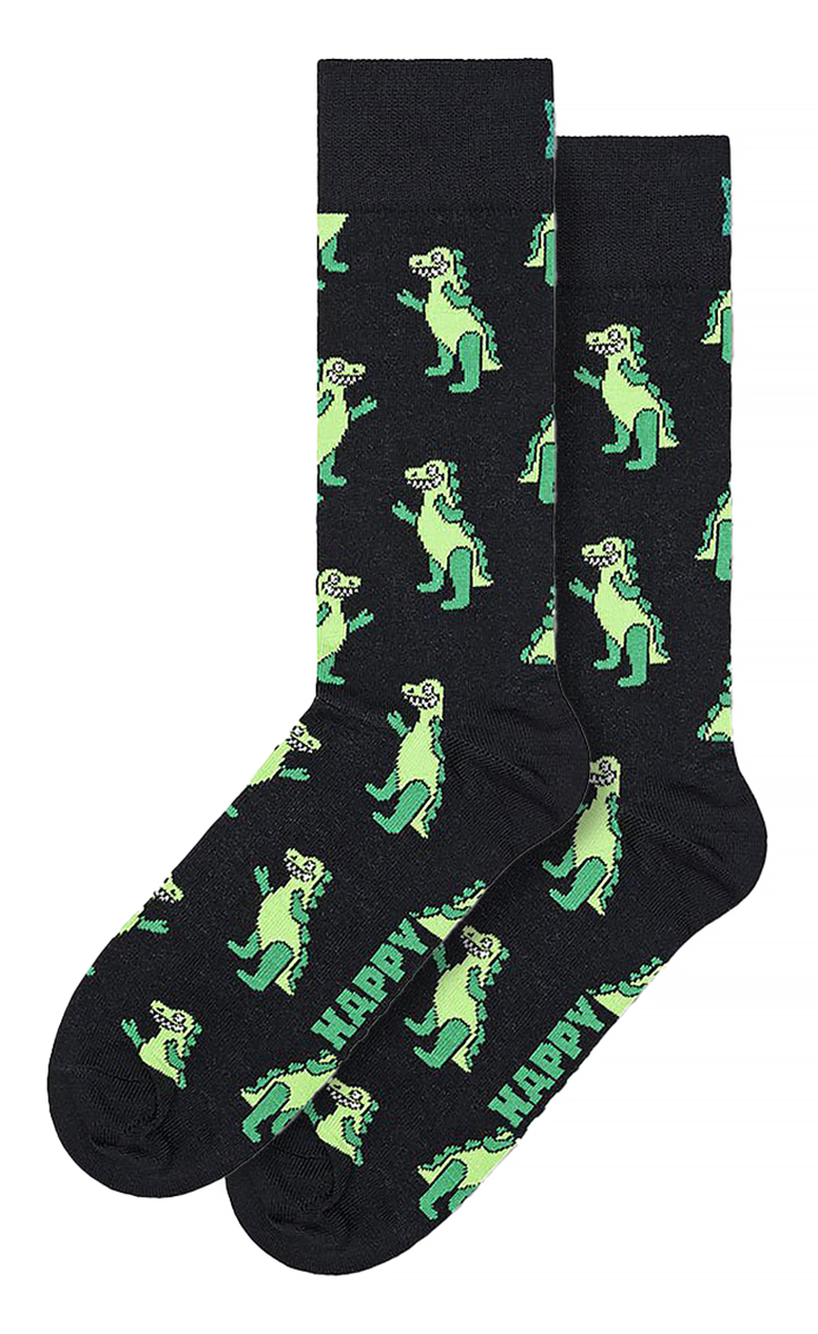 Thumbnail - Neuheit Dinosaurier-Print Socken | Happy Socks | Süße Lustige Dino-Socken - Grün