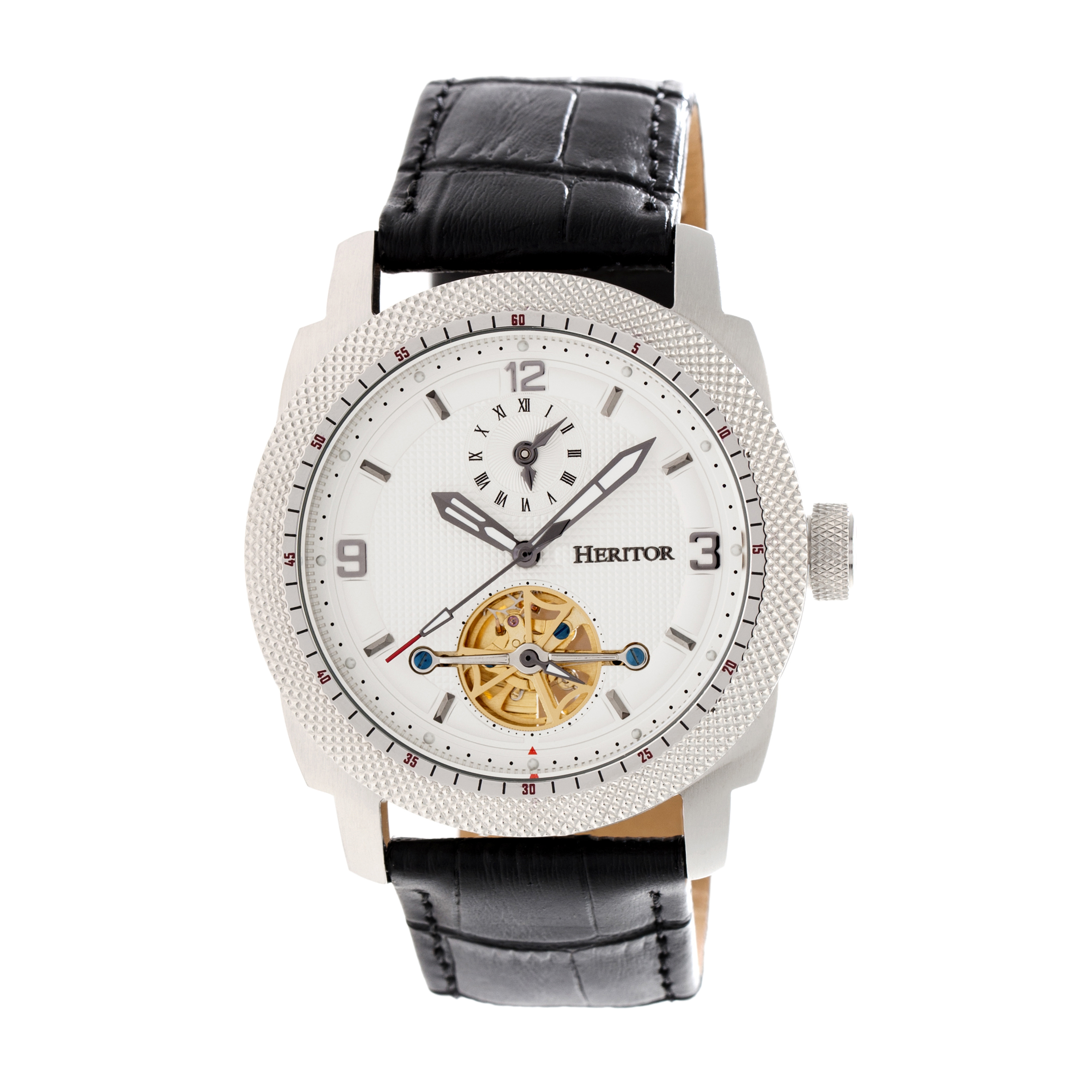Thumbnail - Montre automatique Heritor Helmsley semi-squelettique avec bracelet en cuir