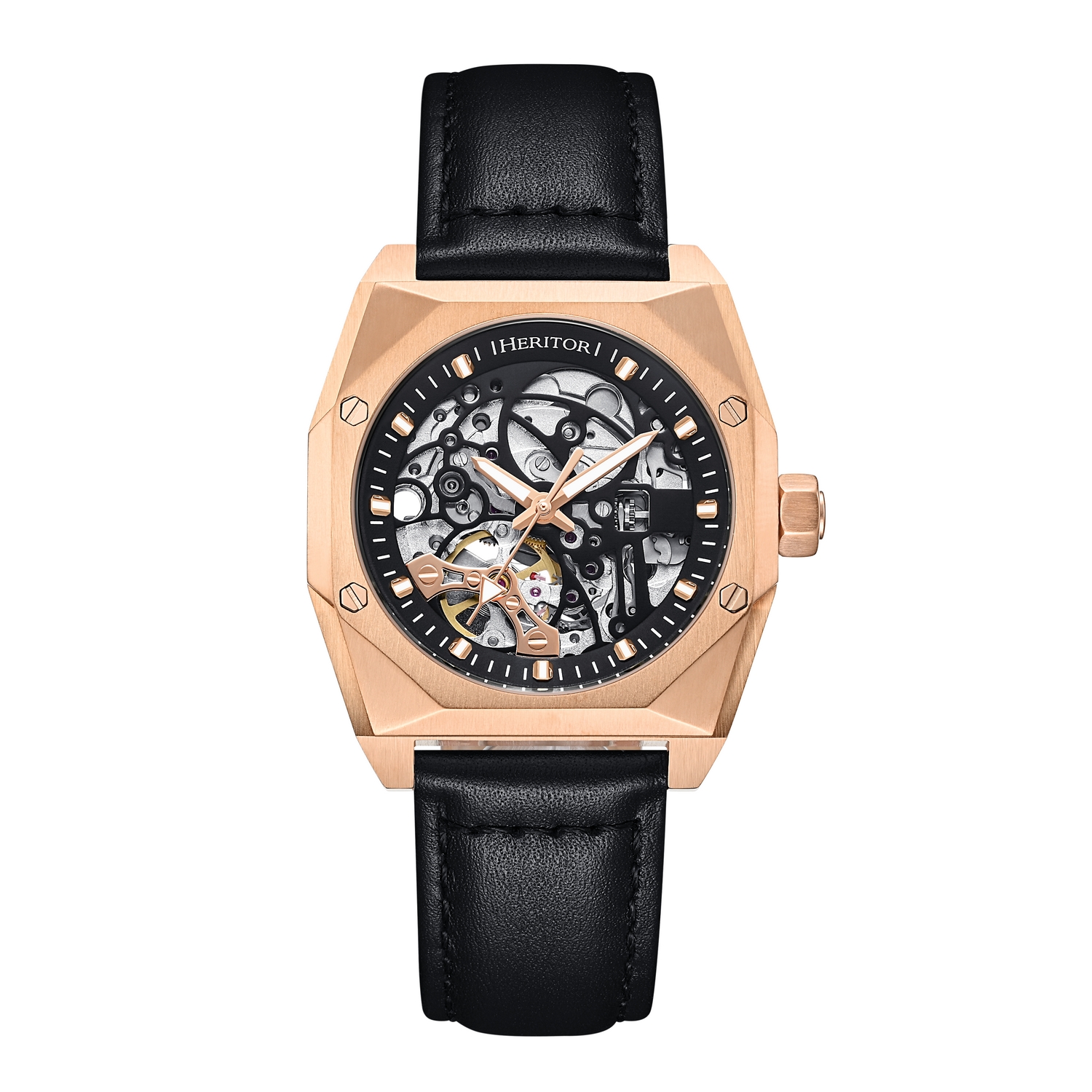 Thumbnail - Automatische Elliott-Uhr von Heritor mit Lederarmband