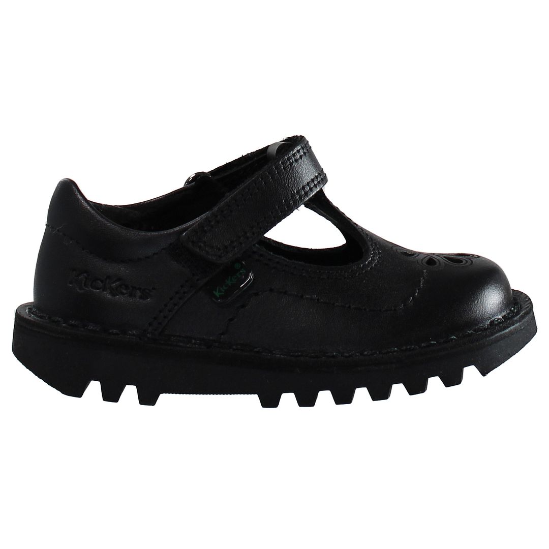 Kickers T-Bar Flutter Barn Svarta Skor