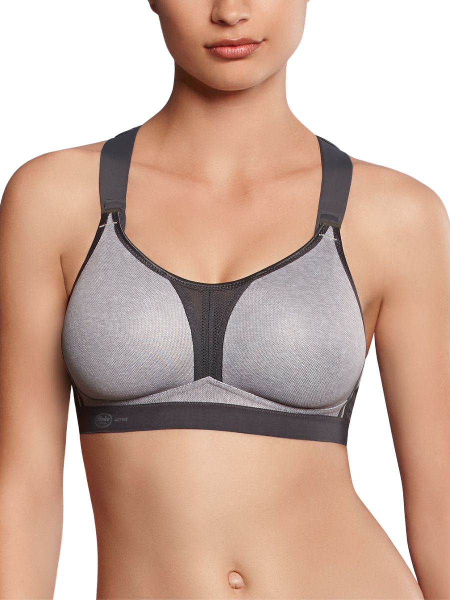 Anita Womens Dynamix Star Sports Bra Heather Grey Nylon - Size 38C